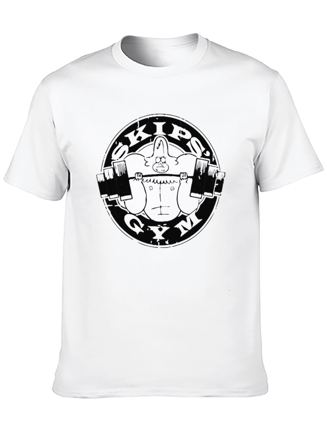 Skips Gym Black T-Shirt - Cartoon Style