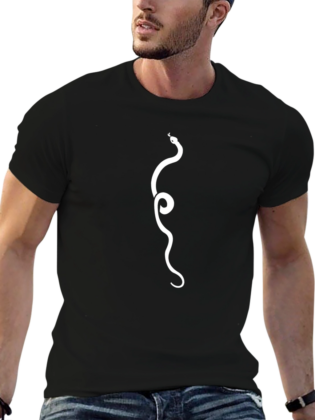 Snake Graphic Tee - Stylish Mens Black T-Shirt
