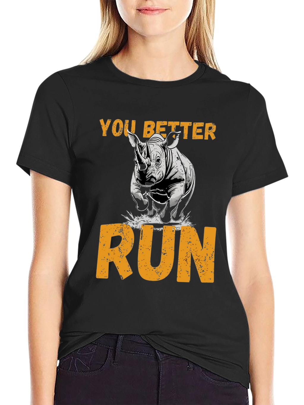 You Better Run Rhino Graphic T-Shirt