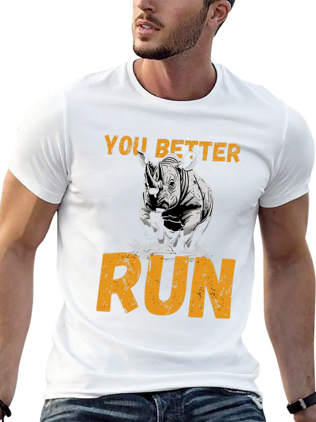 You Better Run Rhino Graphic T-Shirt