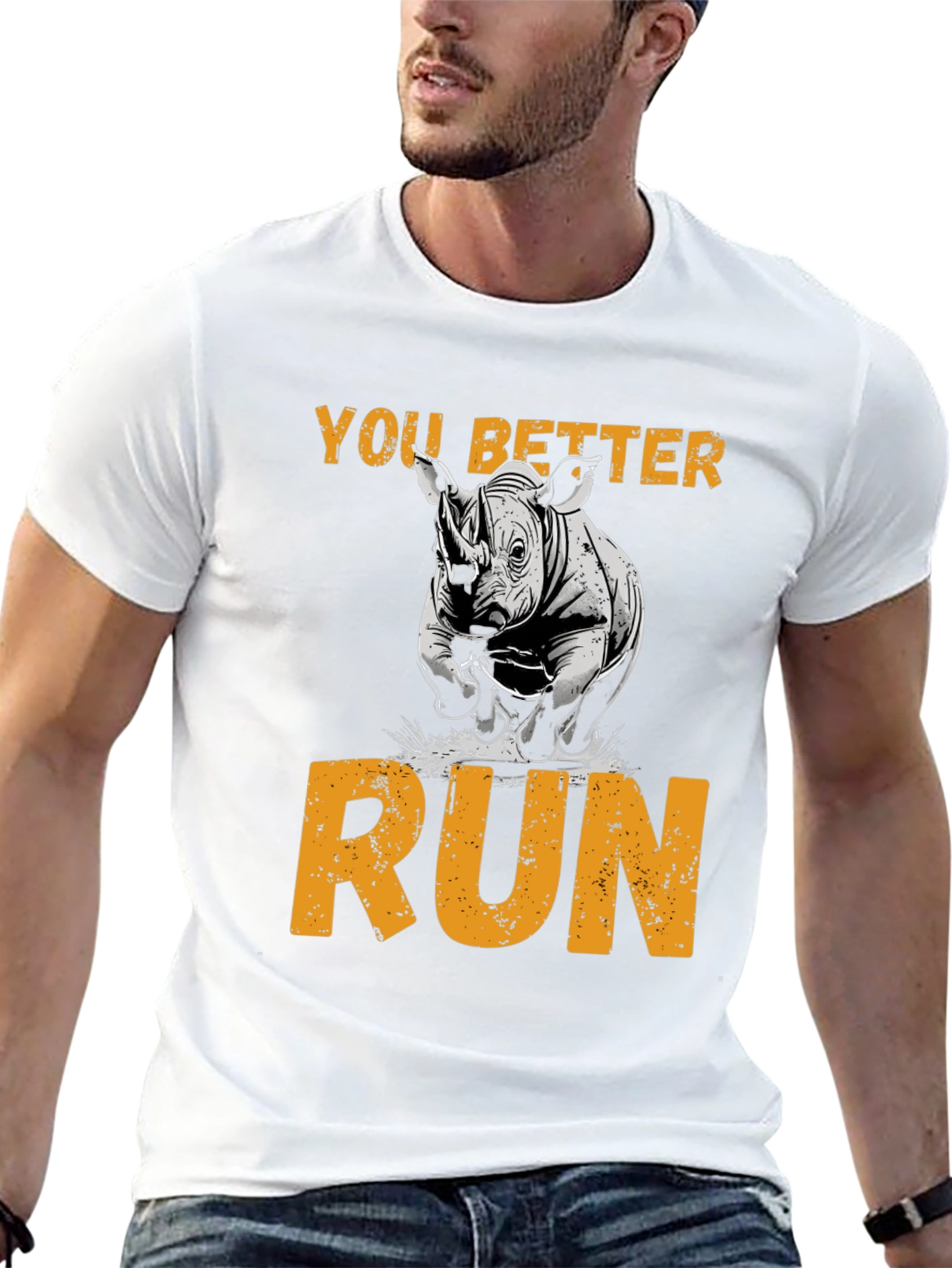 You Better Run Rhino Graphic T-Shirt