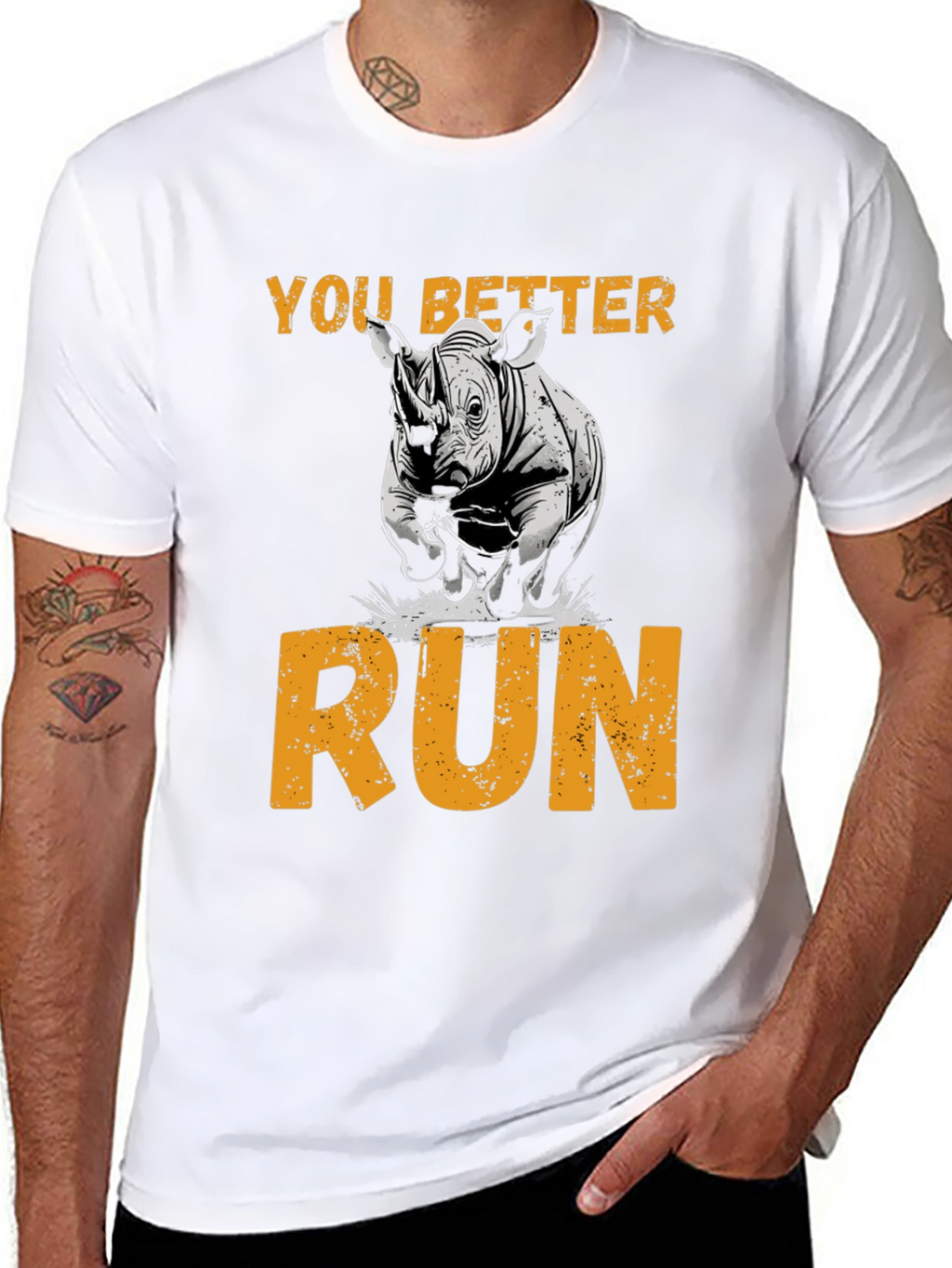 You Better Run Rhino Graphic T-Shirt