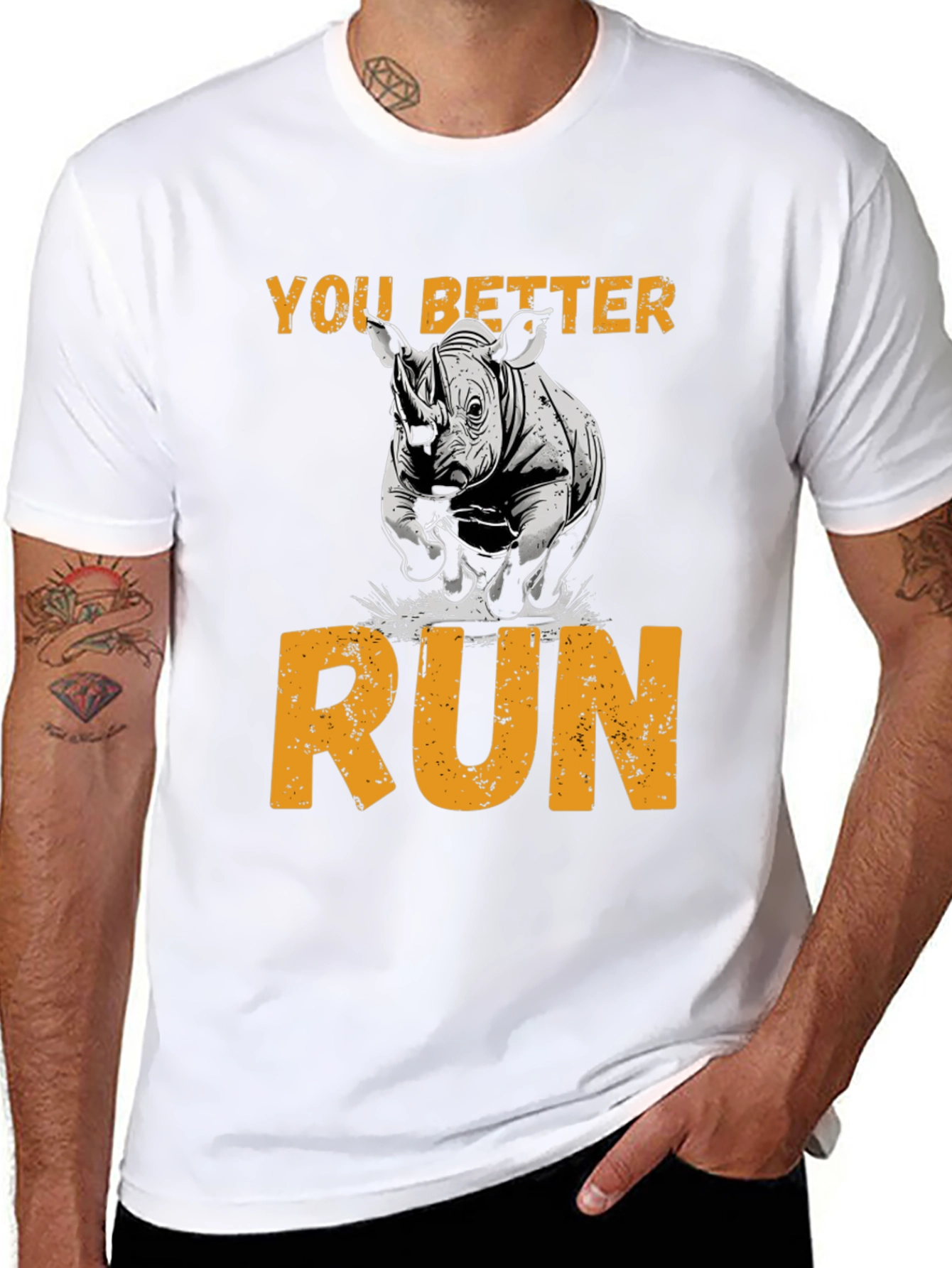 You Better Run Rhino Graphic T-Shirt