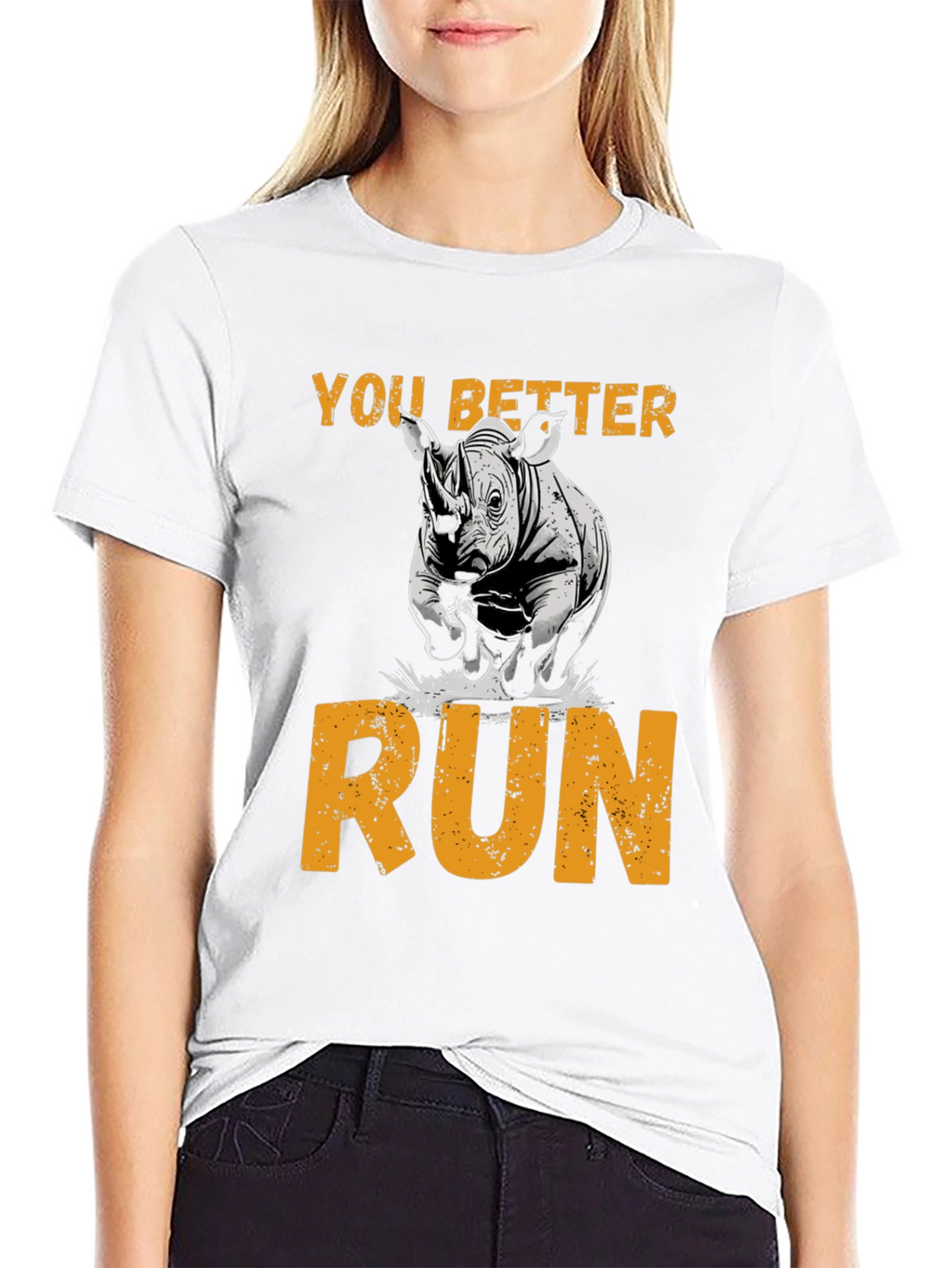 You Better Run Rhino Graphic T-Shirt