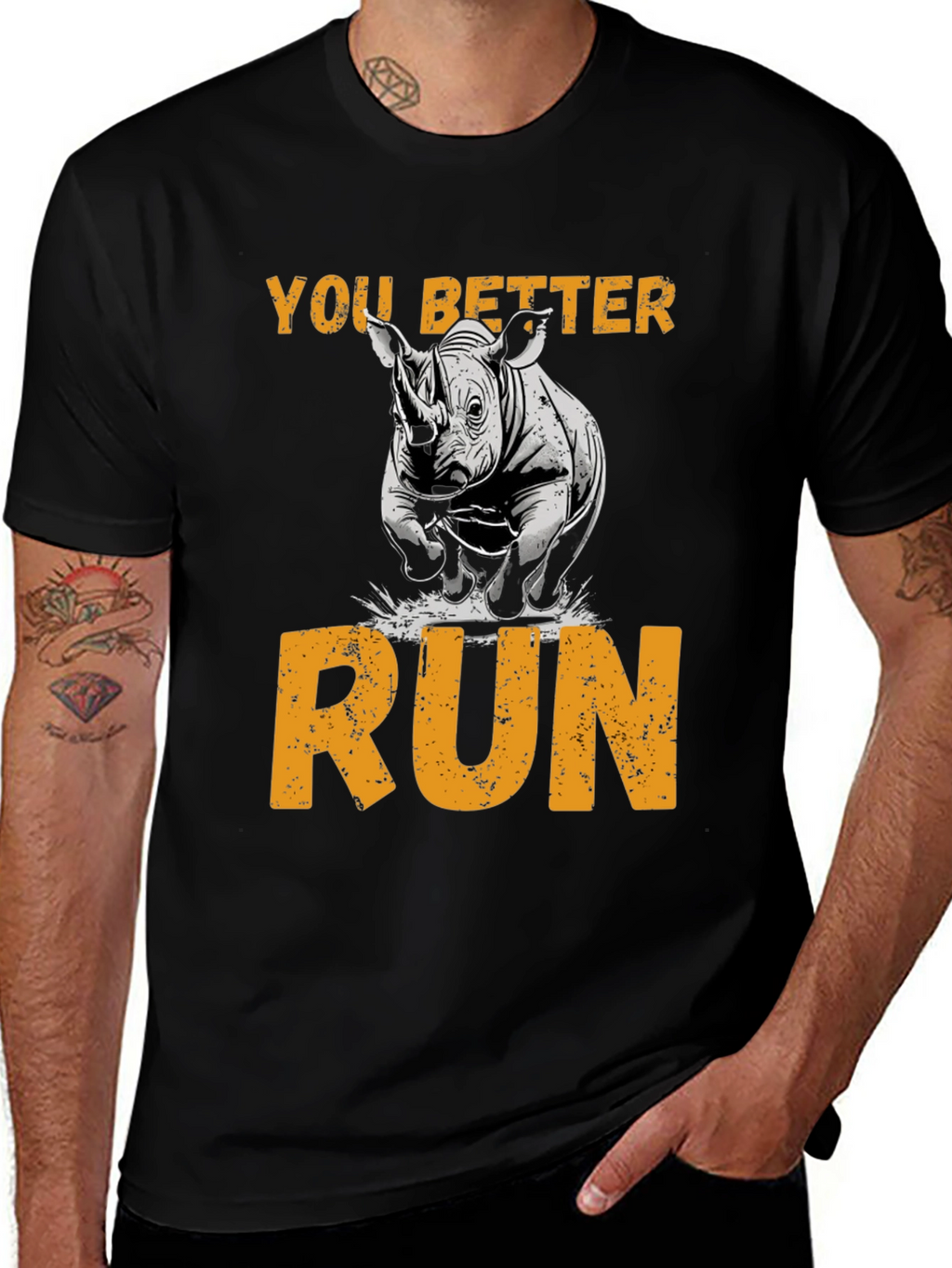 You Better Run Rhino Graphic T-Shirt