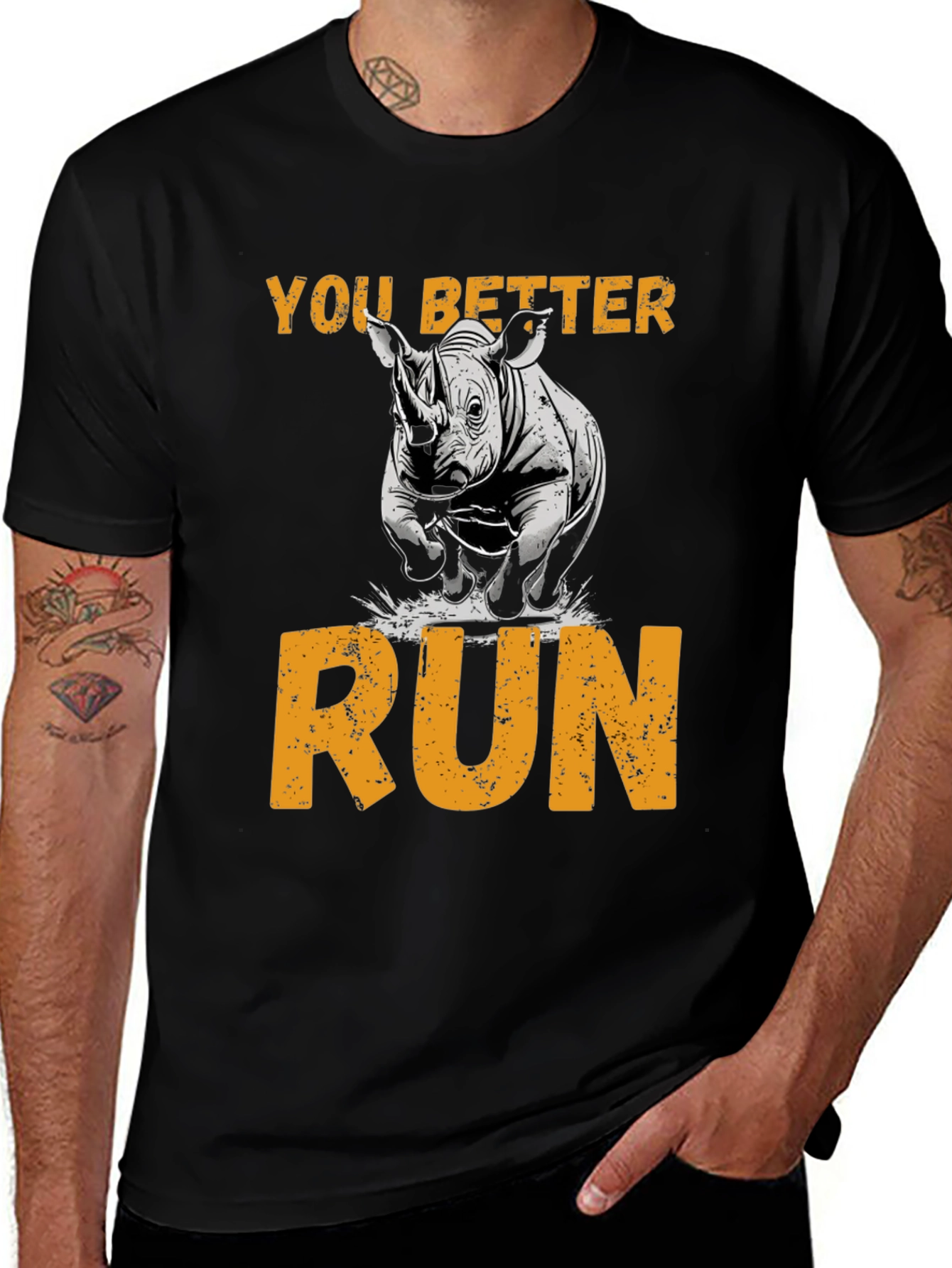 You Better Run Rhino Graphic T-Shirt