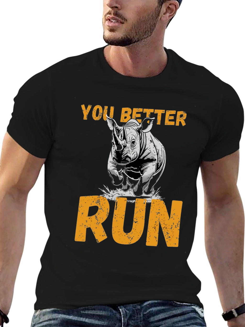 You Better Run Rhino Graphic T-Shirt