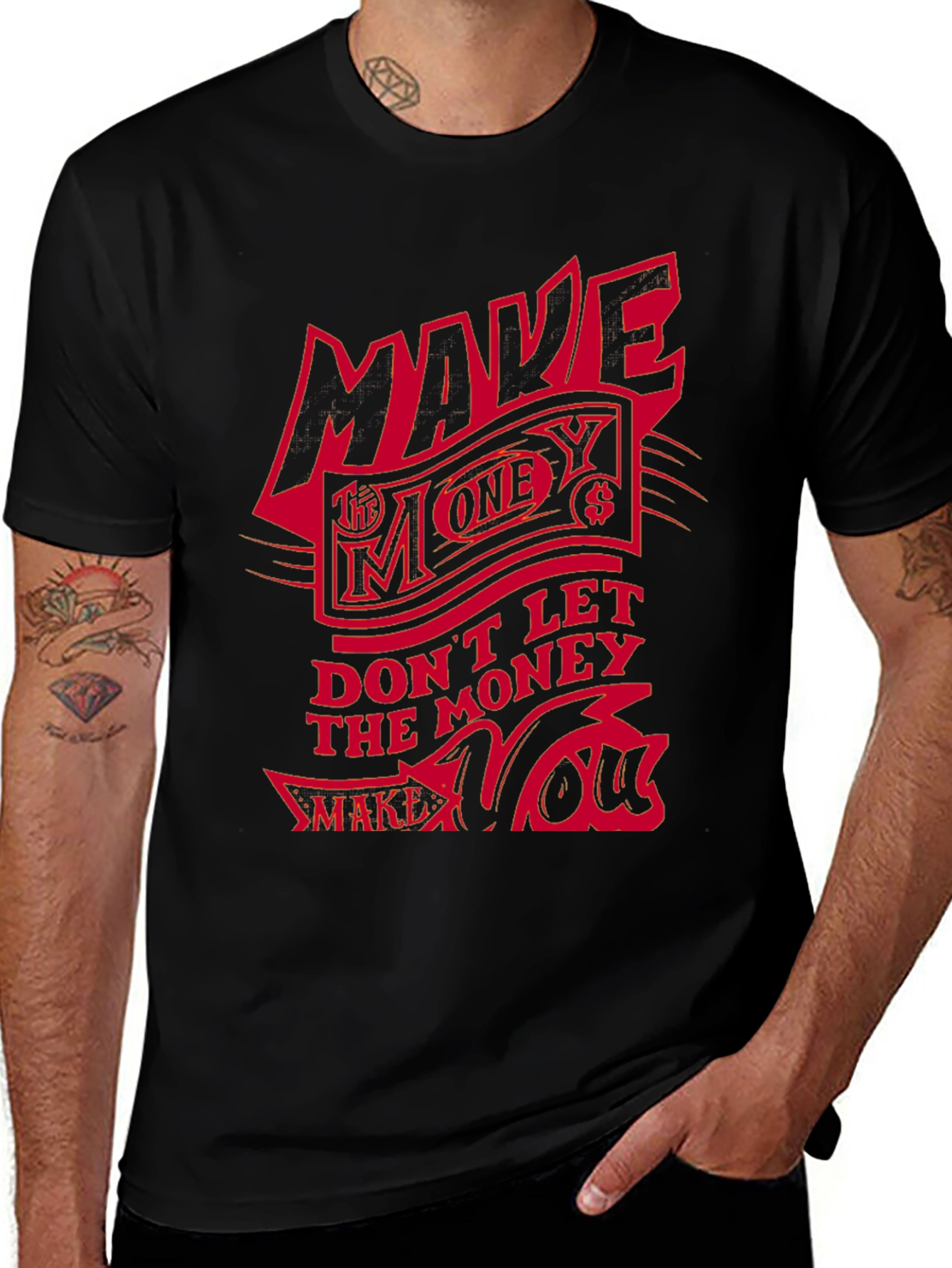 Make Money Graphic Print Tee - Black