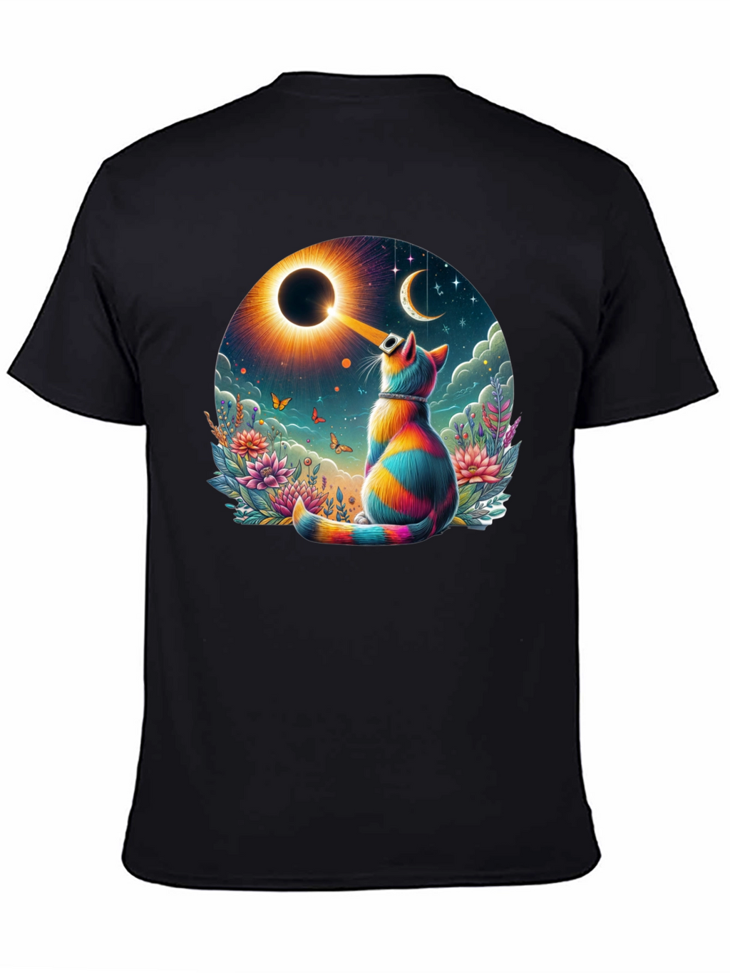 Eclipse Cat Graphic Tee - Unique Art Shirt