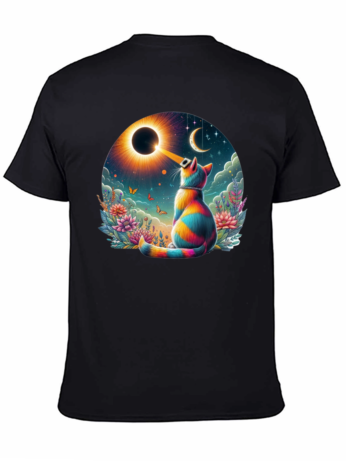 Eclipse Cat Graphic Tee - Unique Art Shirt