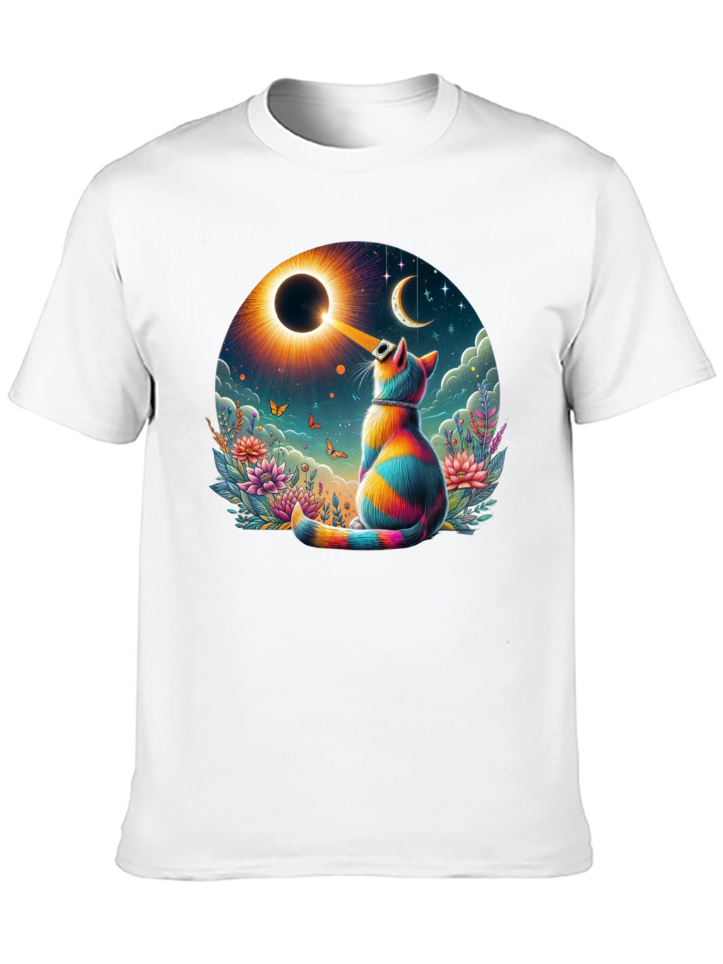 Eclipse Cat Graphic Tee - Unique Art Shirt