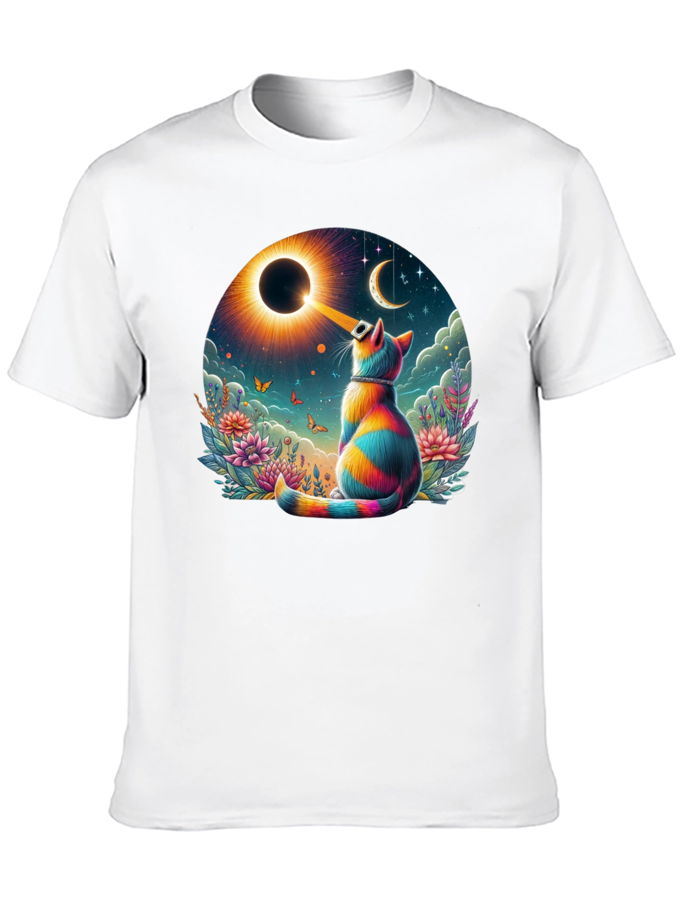 Eclipse Cat Graphic Tee - Unique Art Shirt
