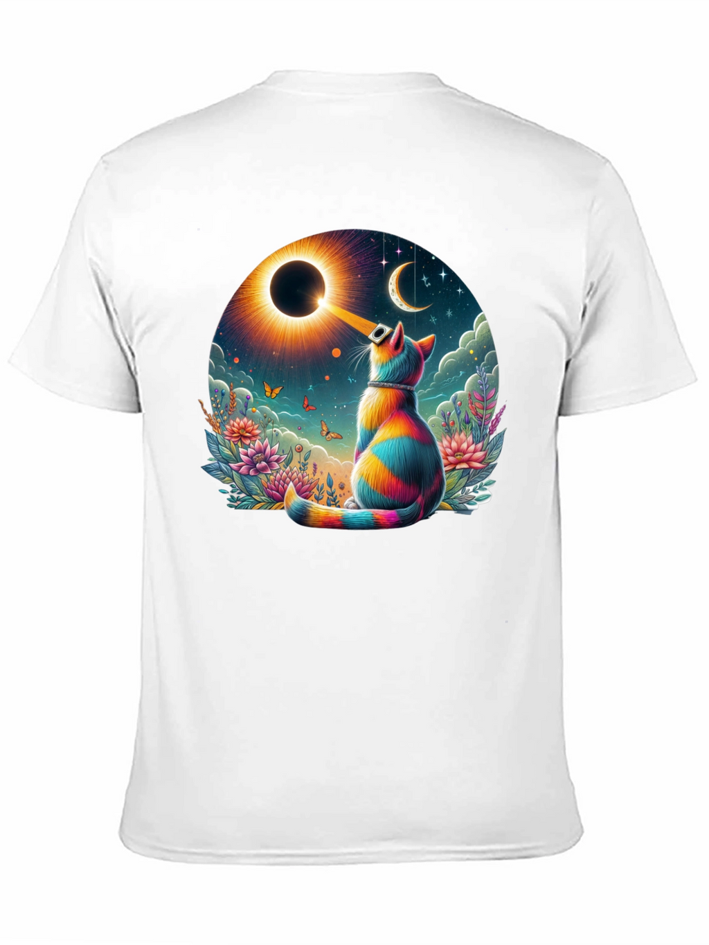 Eclipse Cat Graphic Tee - Unique Art Shirt