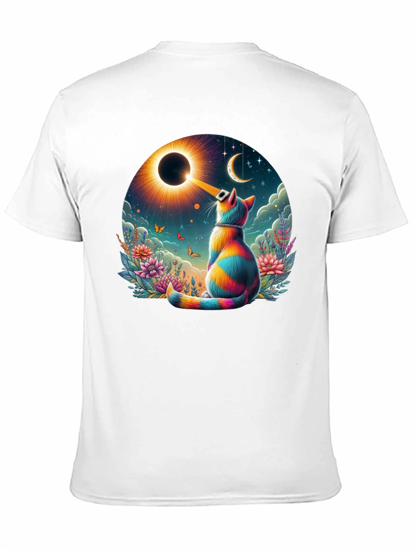 Eclipse Cat Graphic Tee - Unique Art Shirt