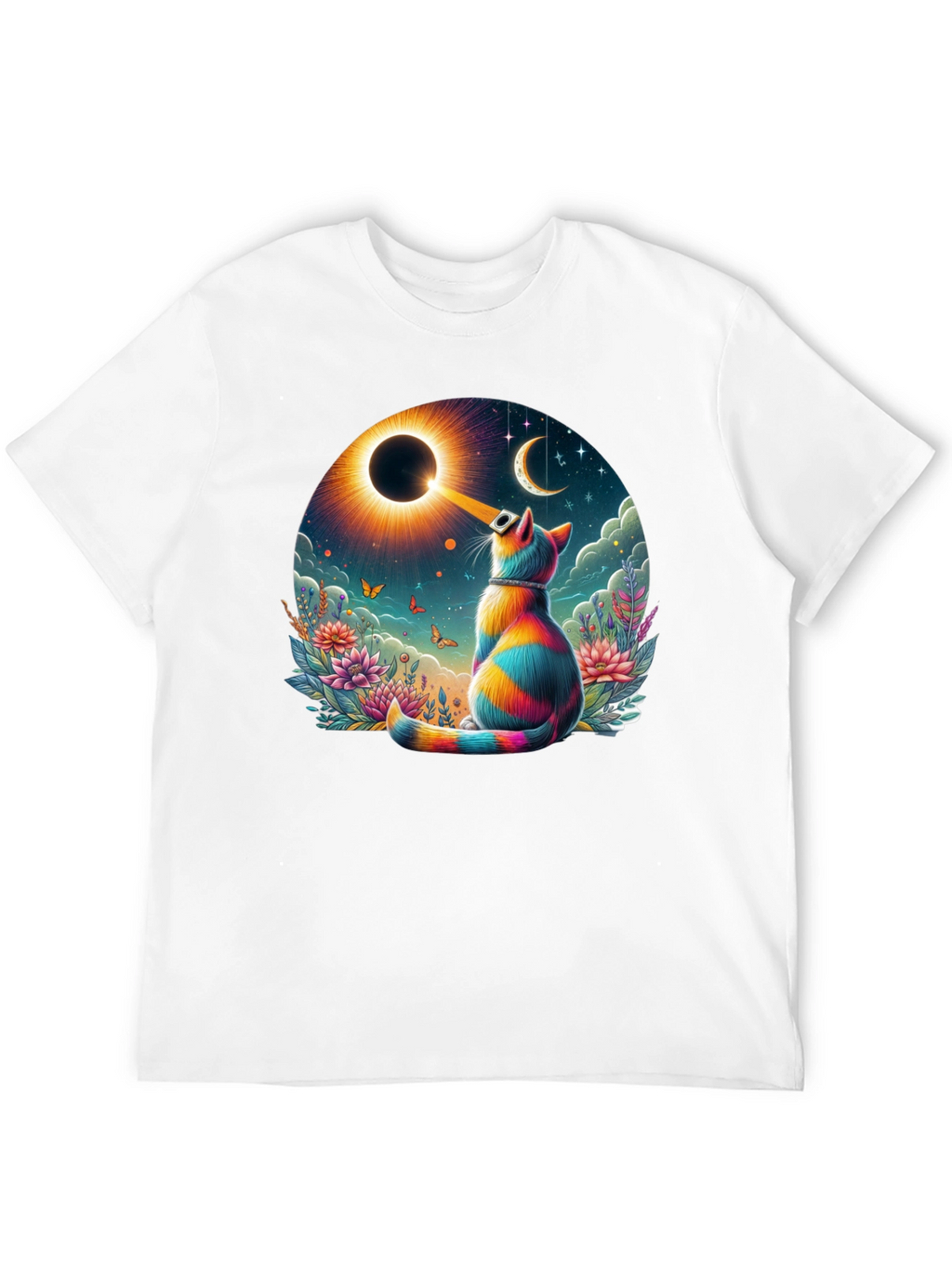 Eclipse Cat Graphic Tee - Unique Art Shirt