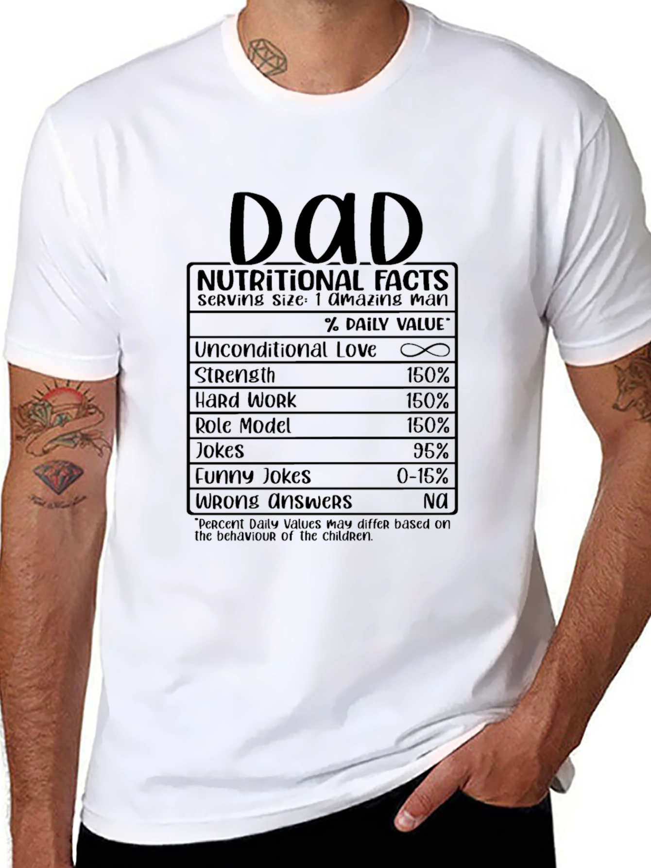 Dad Nutritional Facts Funny Graphic T-Shirt
