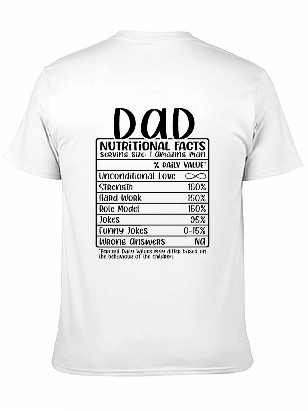 Dad Nutritional Facts Funny Graphic T-Shirt