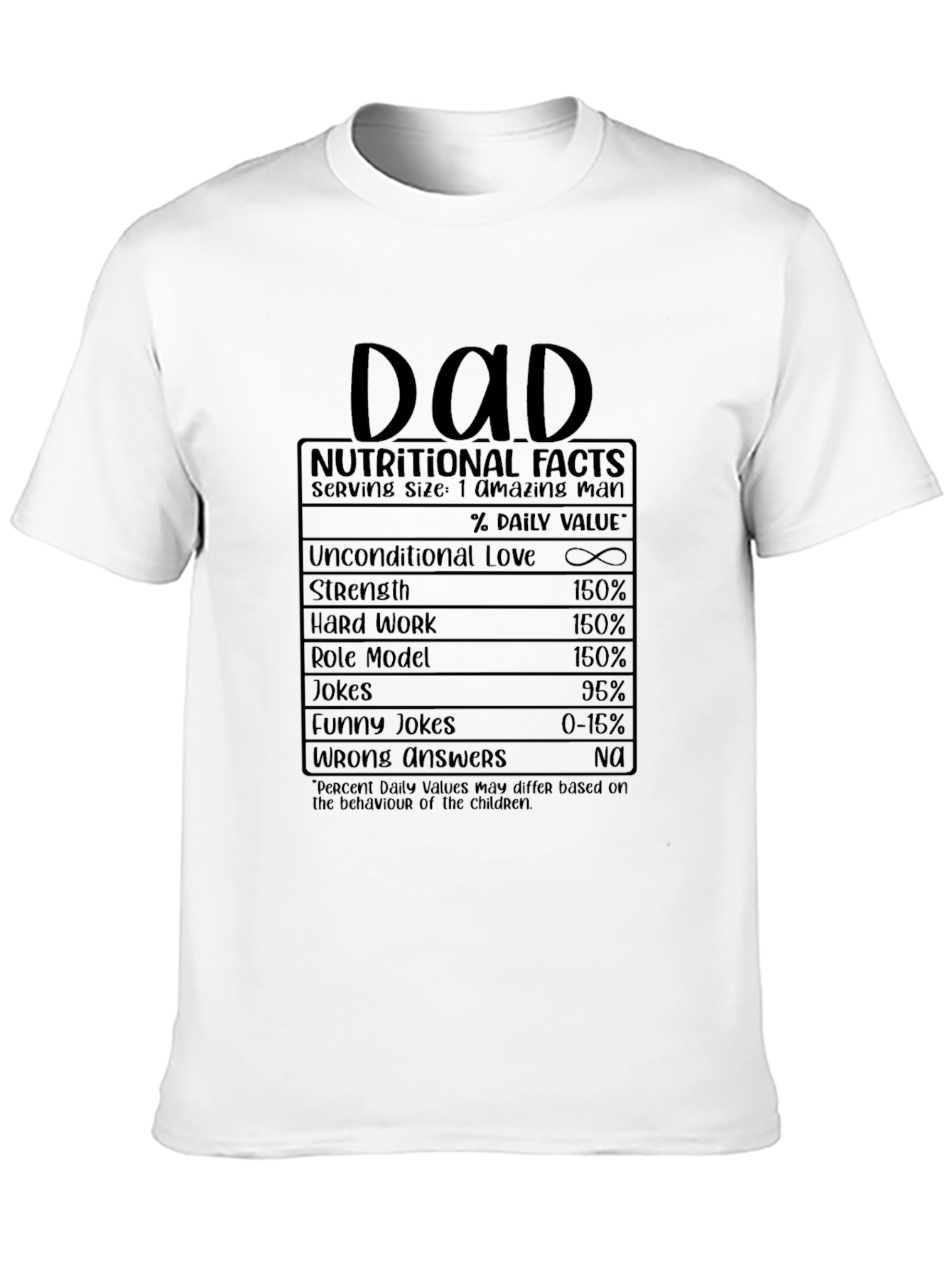 Dad Nutritional Facts Funny Graphic T-Shirt