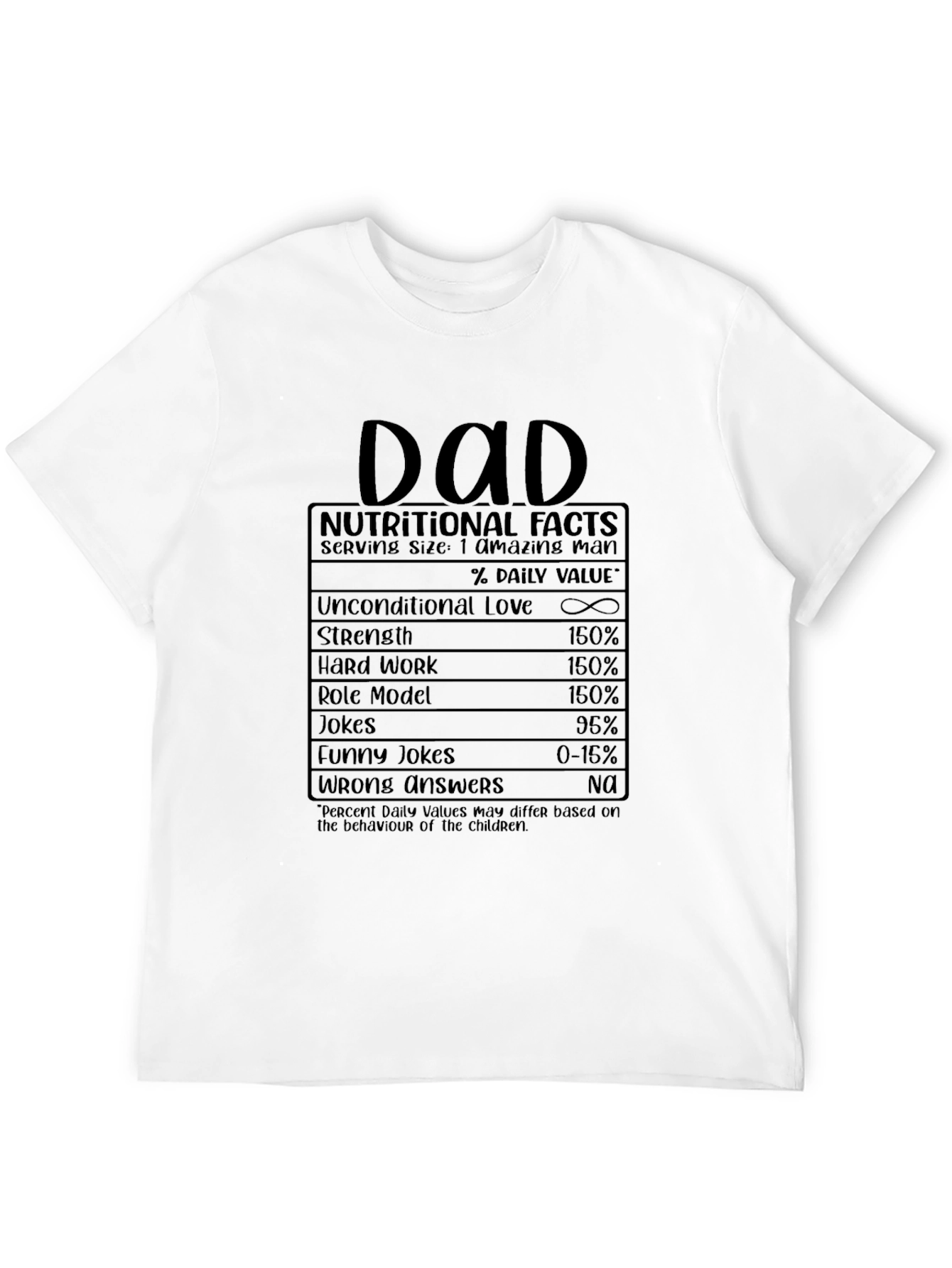 Dad Nutritional Facts Funny Graphic T-Shirt