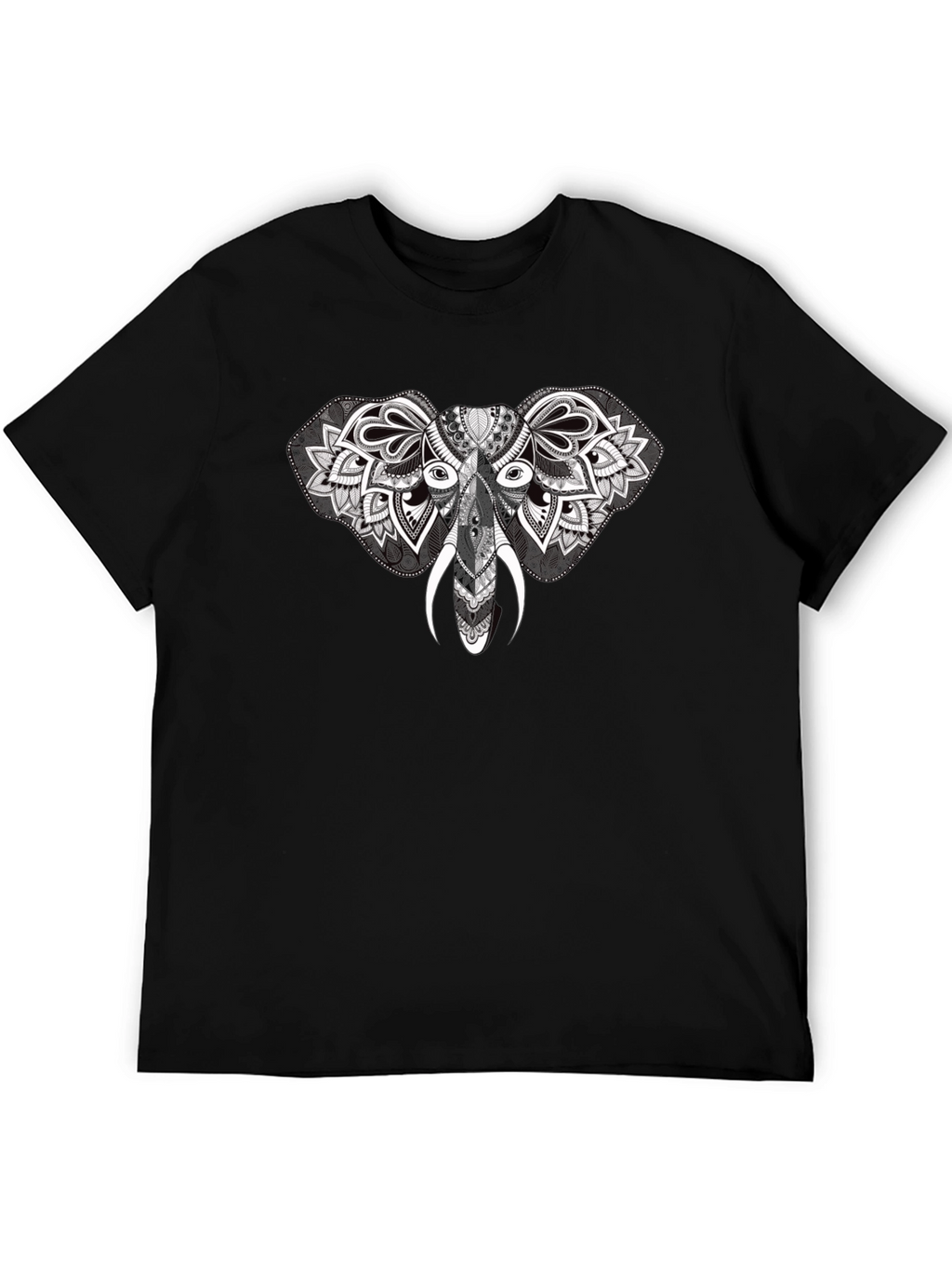Elephant Mandala Graphic Black T-Shirt
