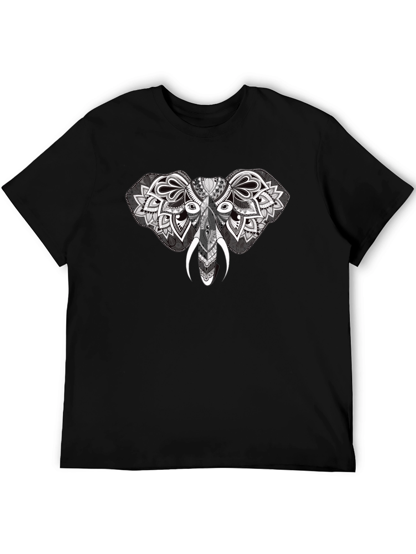 Elephant Mandala Graphic Black T-Shirt