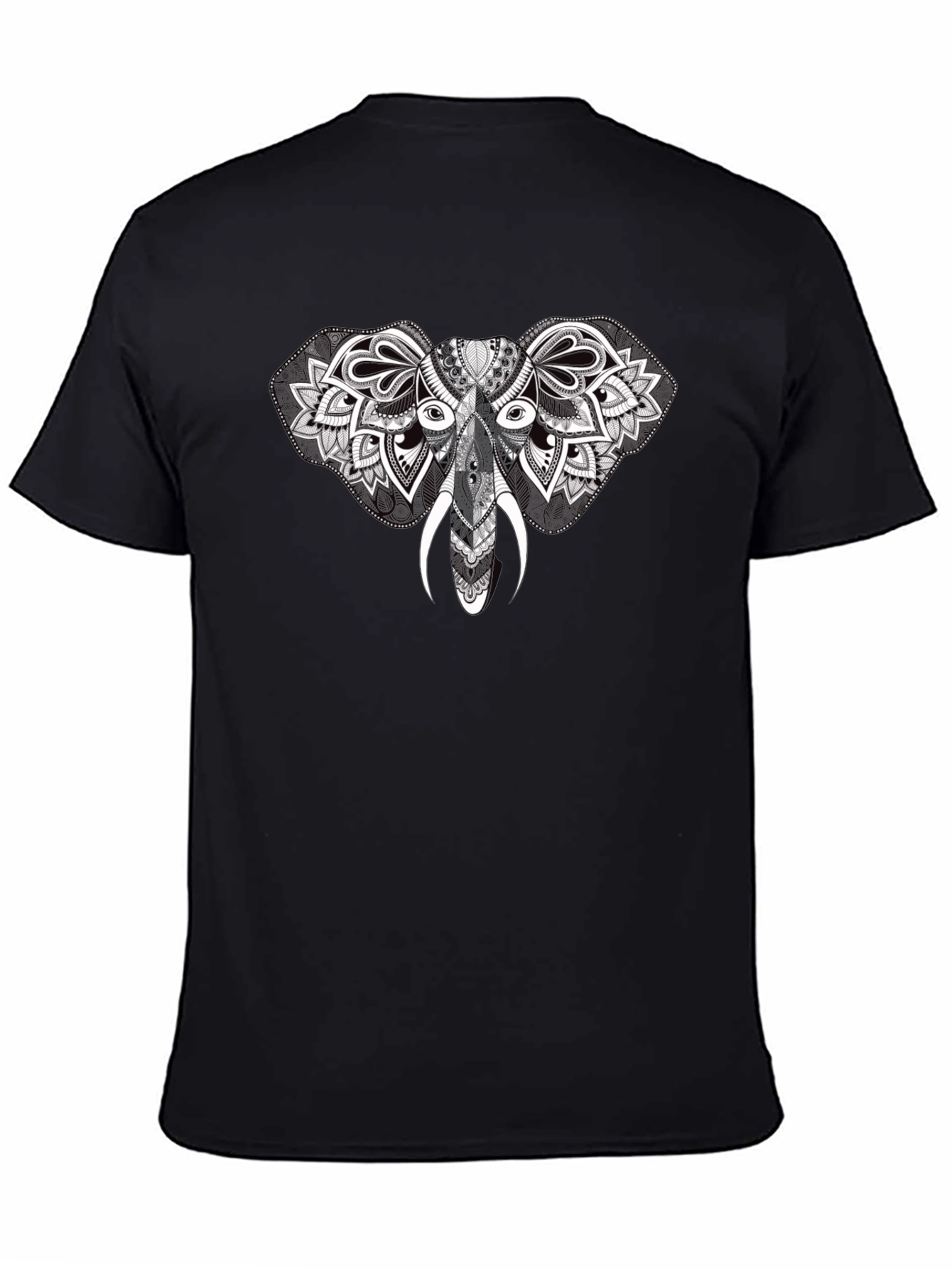 Elephant Mandala Graphic Black T-Shirt