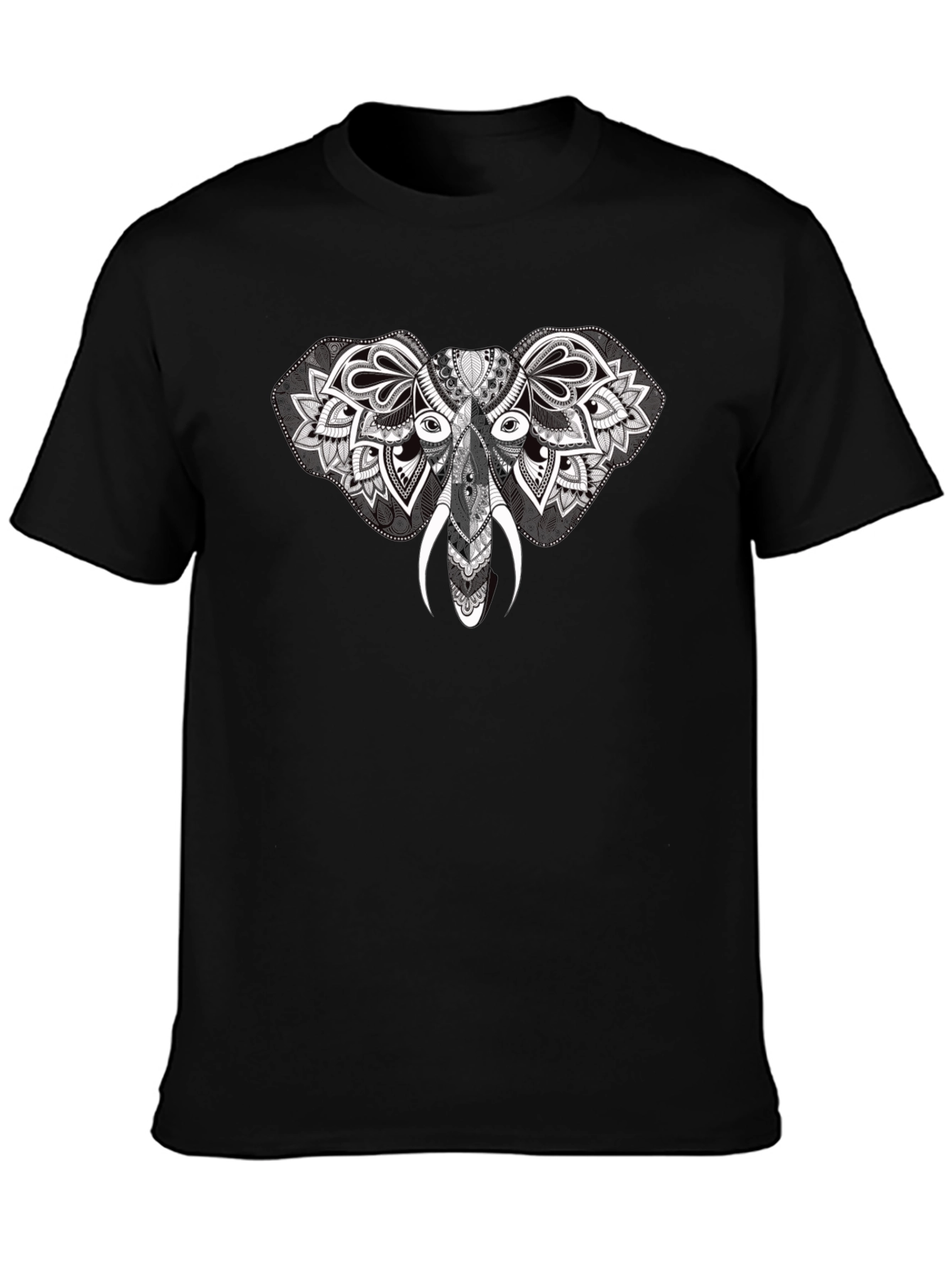 Elephant Mandala Graphic Black T-Shirt
