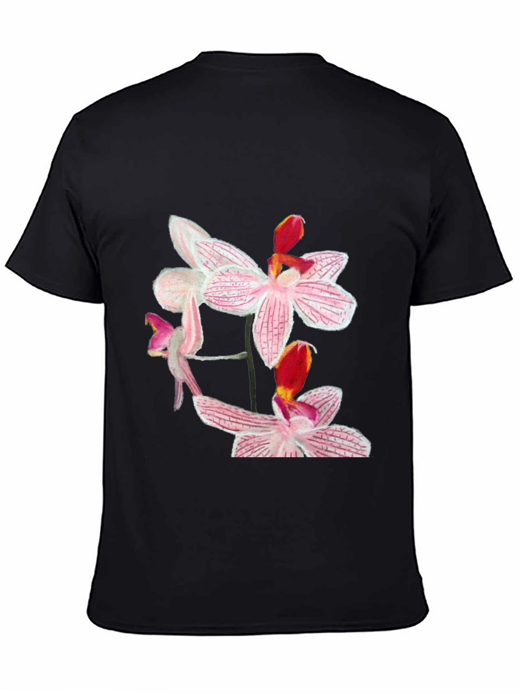 Floral Orchid Graphic Black T-Shirt