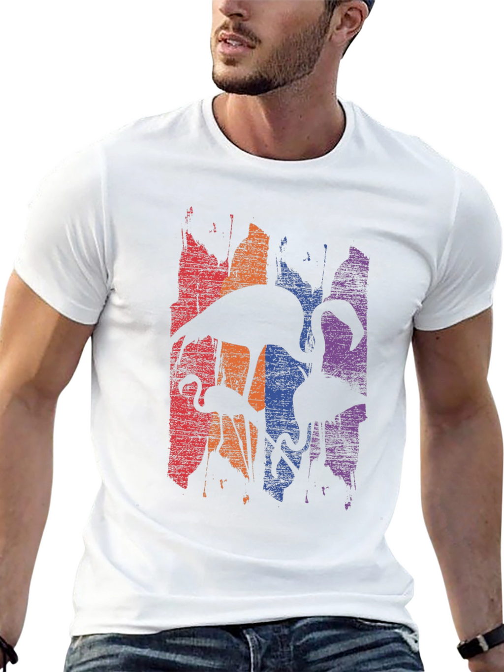 Flamingo Silhouette Graphic Print Mens T-Shirt