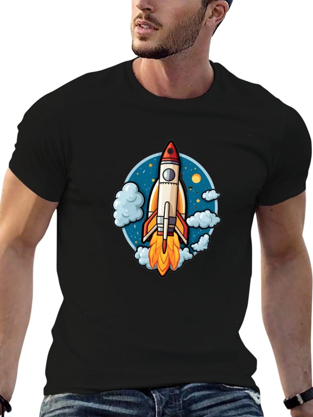Rocket Launch Graphic Tee - Black