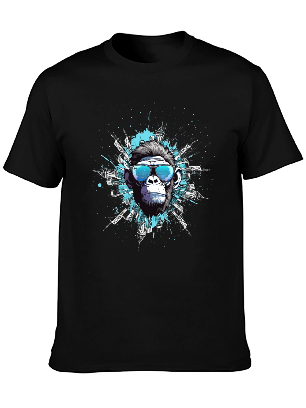 Cool Ape Cityscape Graphic Tee - Black Cotton T-Shirt