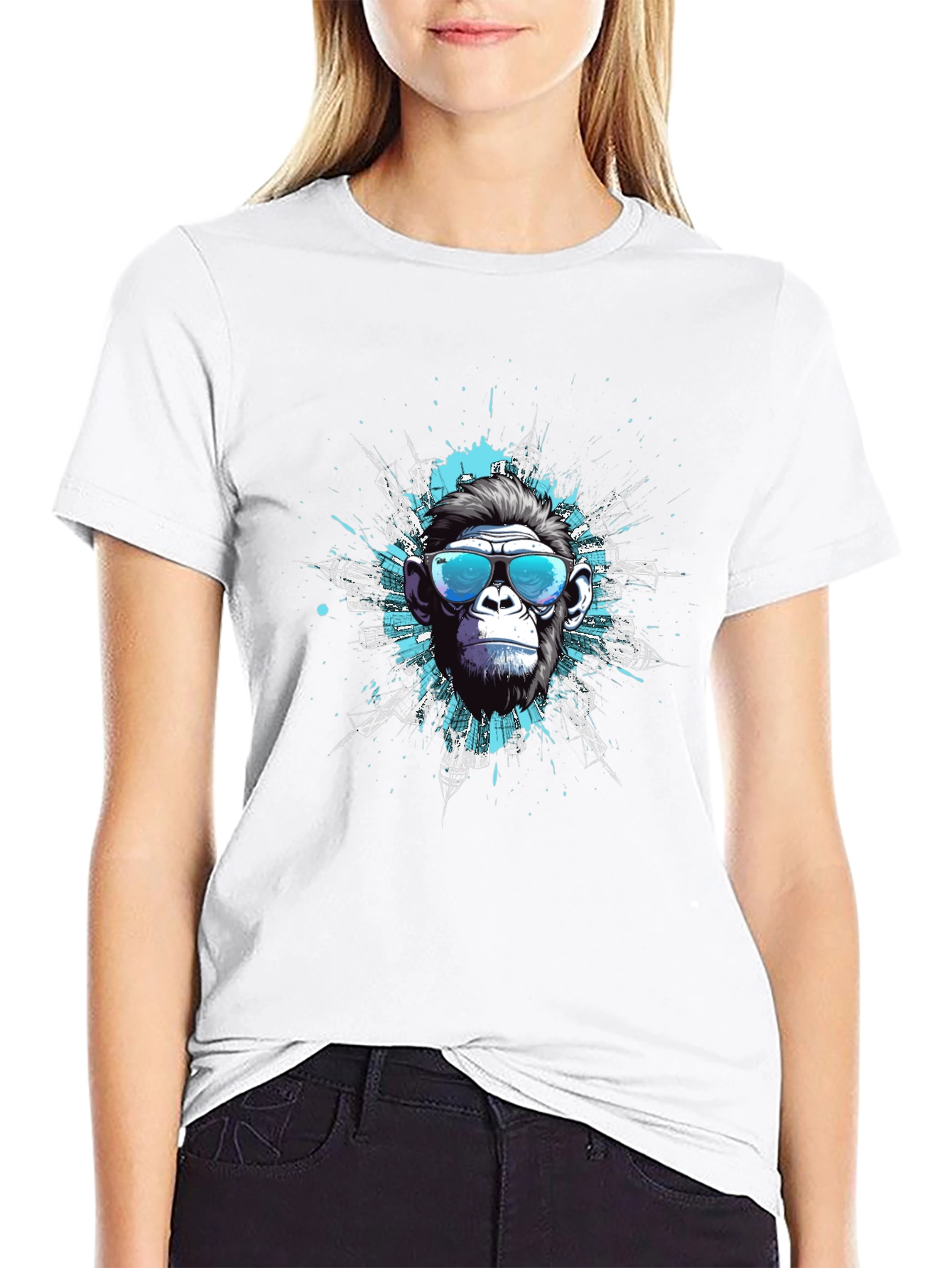 Cool Ape Cityscape Graphic Tee - Black Cotton T-Shirt