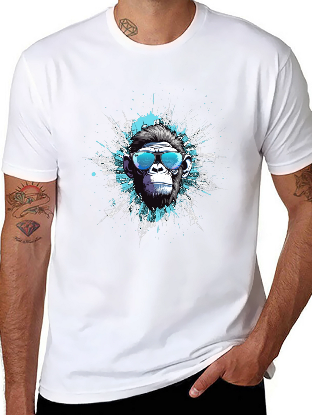 Cool Ape Cityscape Graphic Tee - Black Cotton T-Shirt