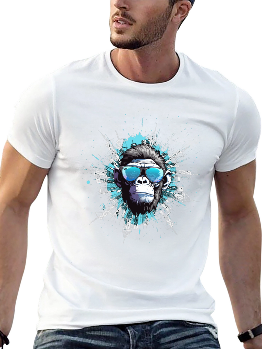 Cool Ape Cityscape Graphic Tee - Black Cotton T-Shirt