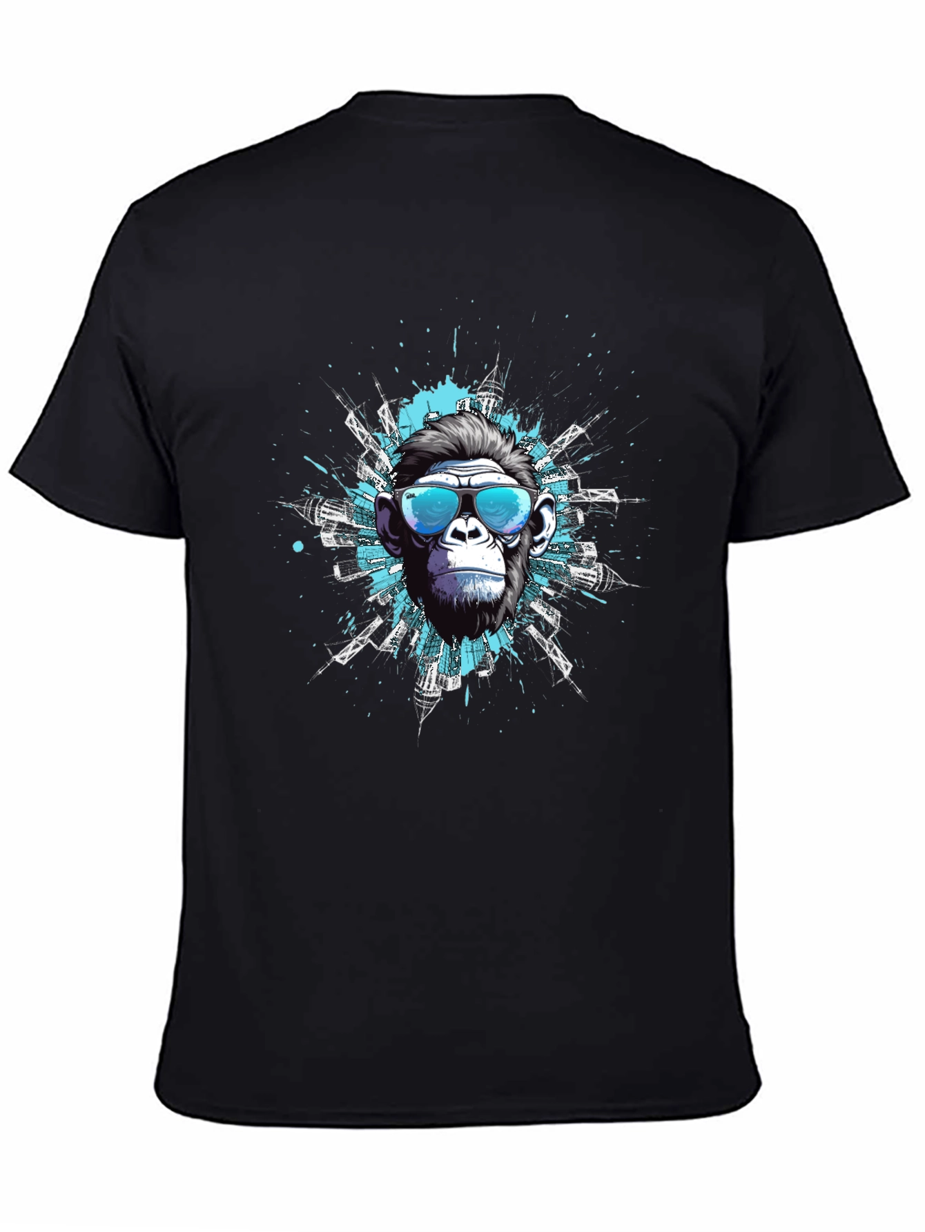Cool Ape Cityscape Graphic Tee - Black Cotton T-Shirt