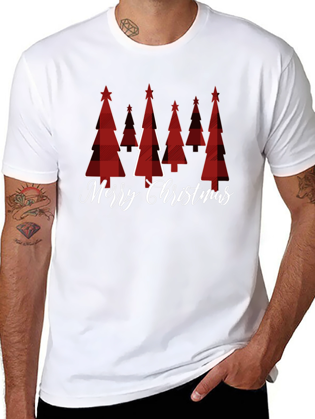 Festive Plaid Christmas Tree Graphic Tee