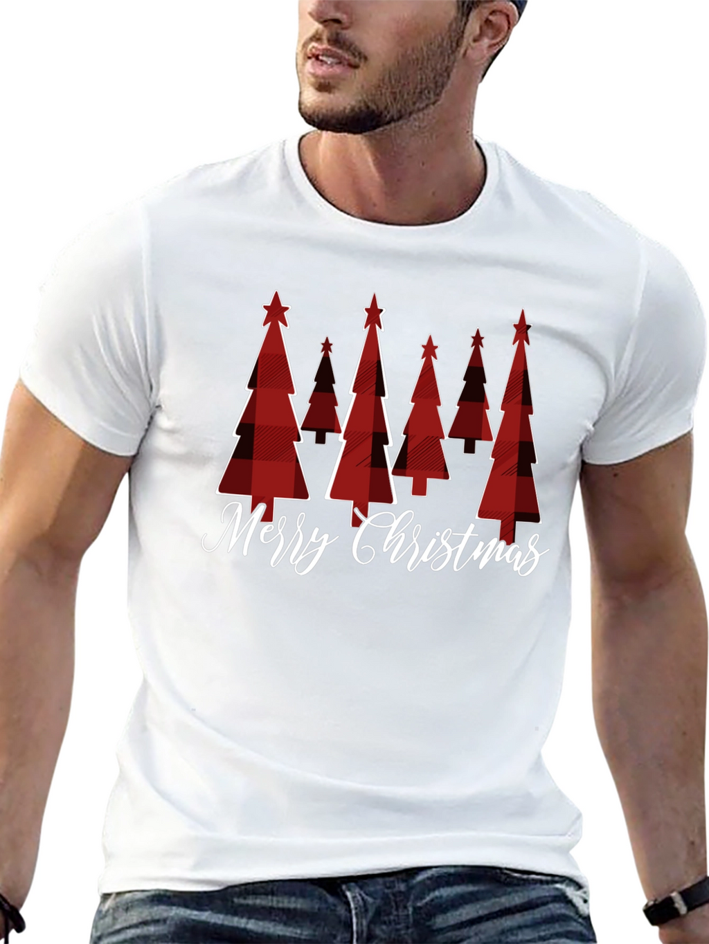 Festive Plaid Christmas Tree Graphic Tee