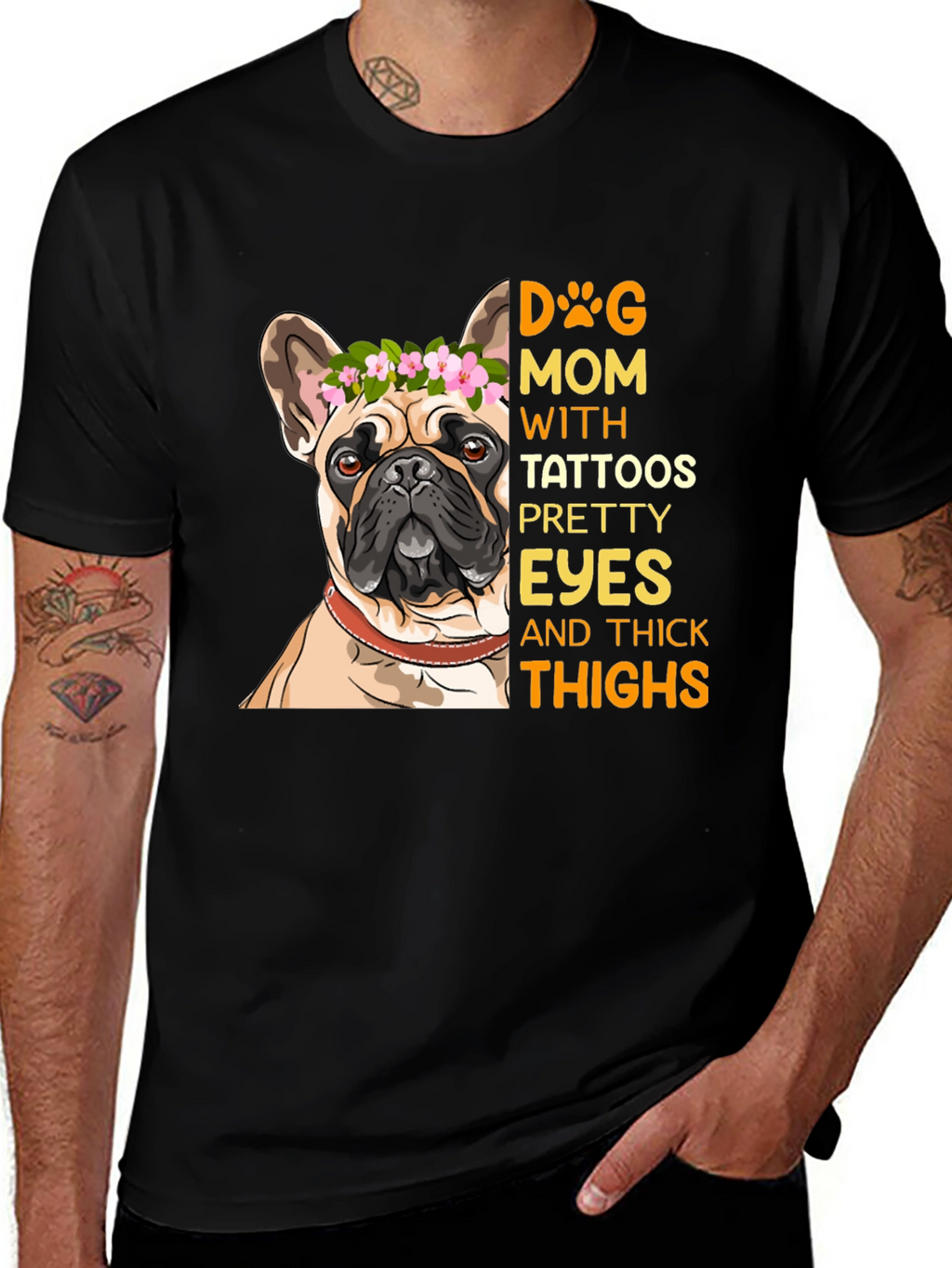 Dog Mom T-Shirt with Tattooed French Bulldog