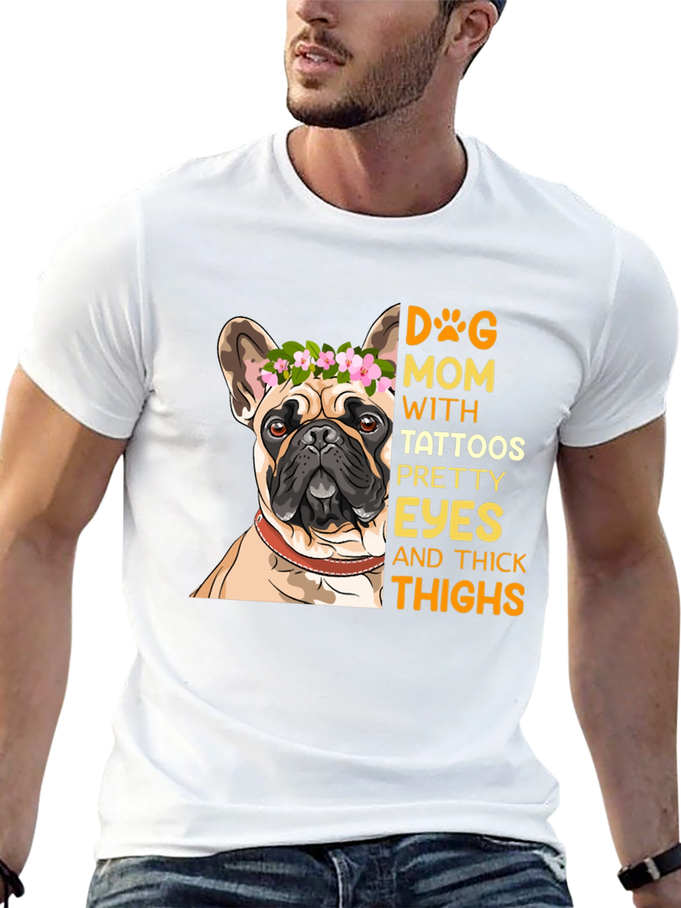 Dog Mom T-Shirt with Tattooed French Bulldog
