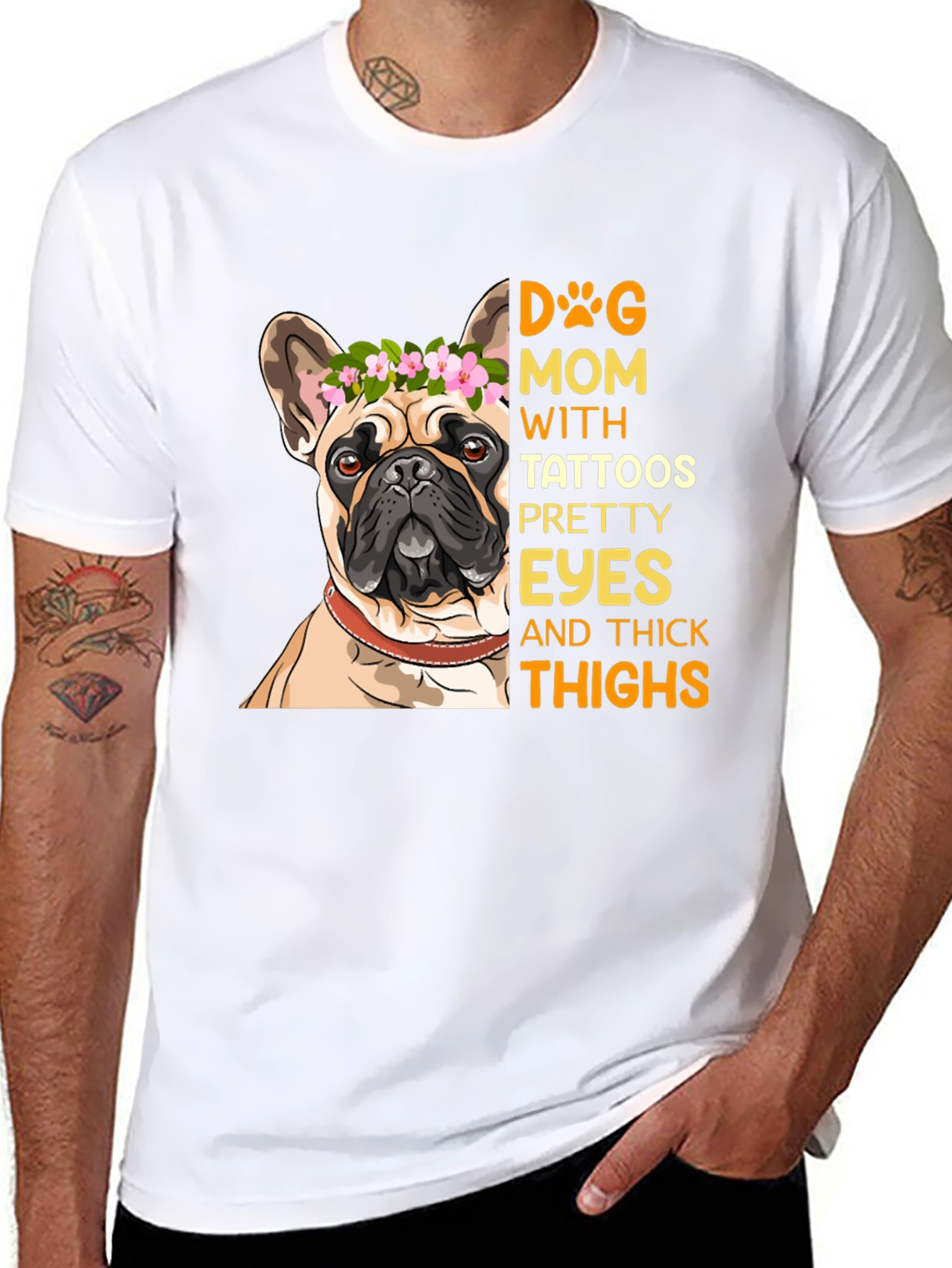Dog Mom T-Shirt with Tattooed French Bulldog