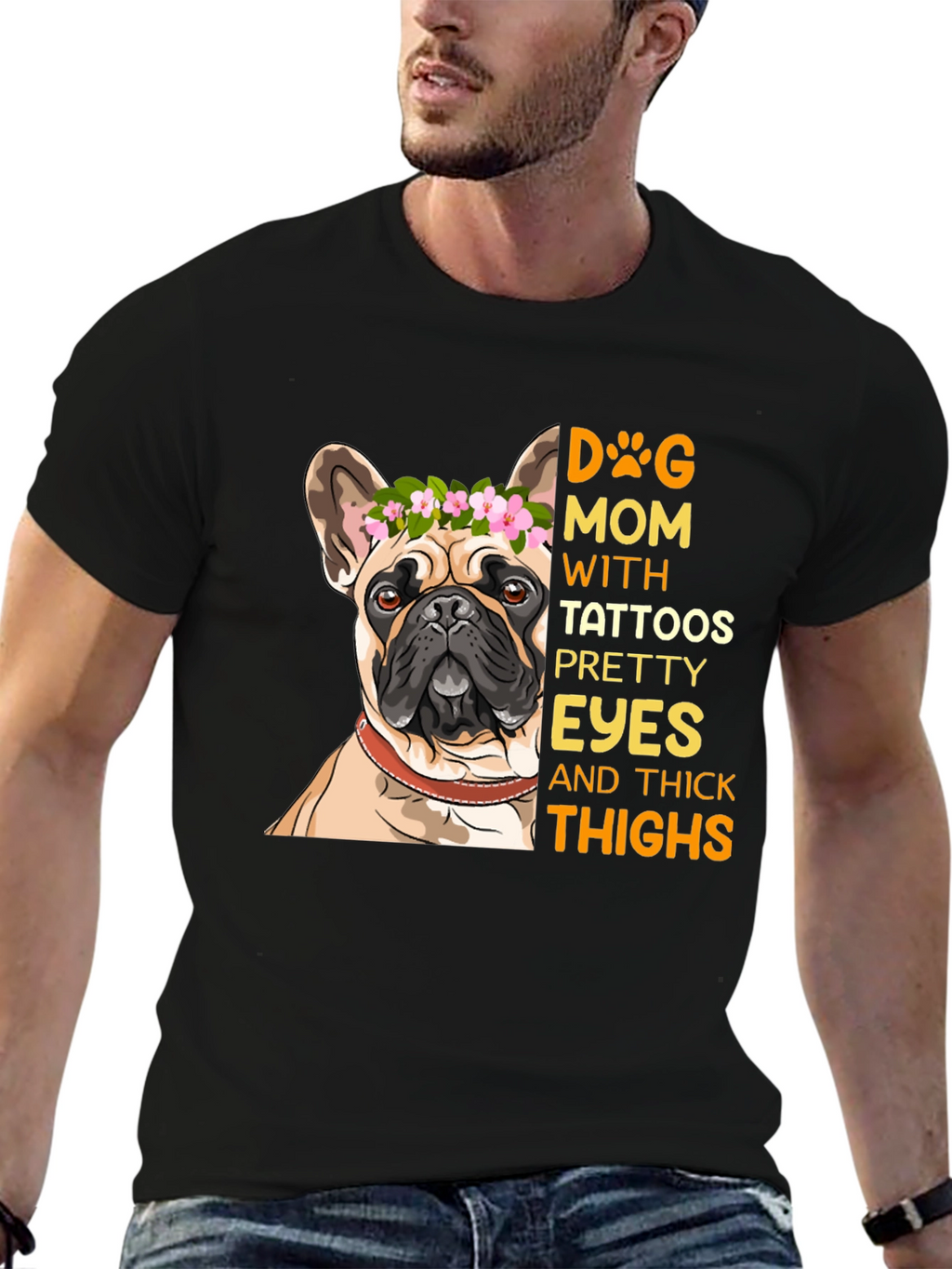 Dog Mom T-Shirt with Tattooed French Bulldog