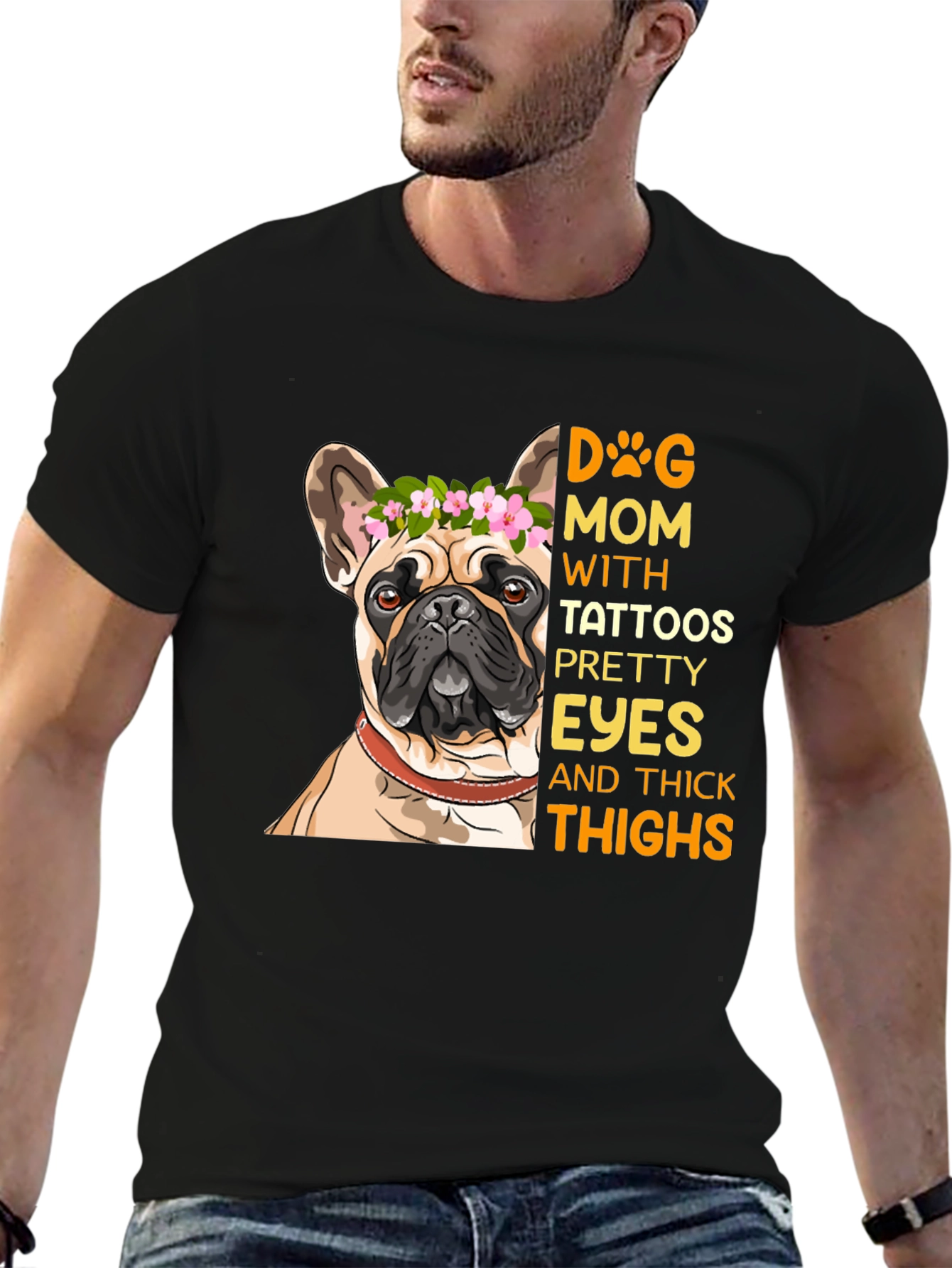 Dog Mom T-Shirt with Tattooed French Bulldog