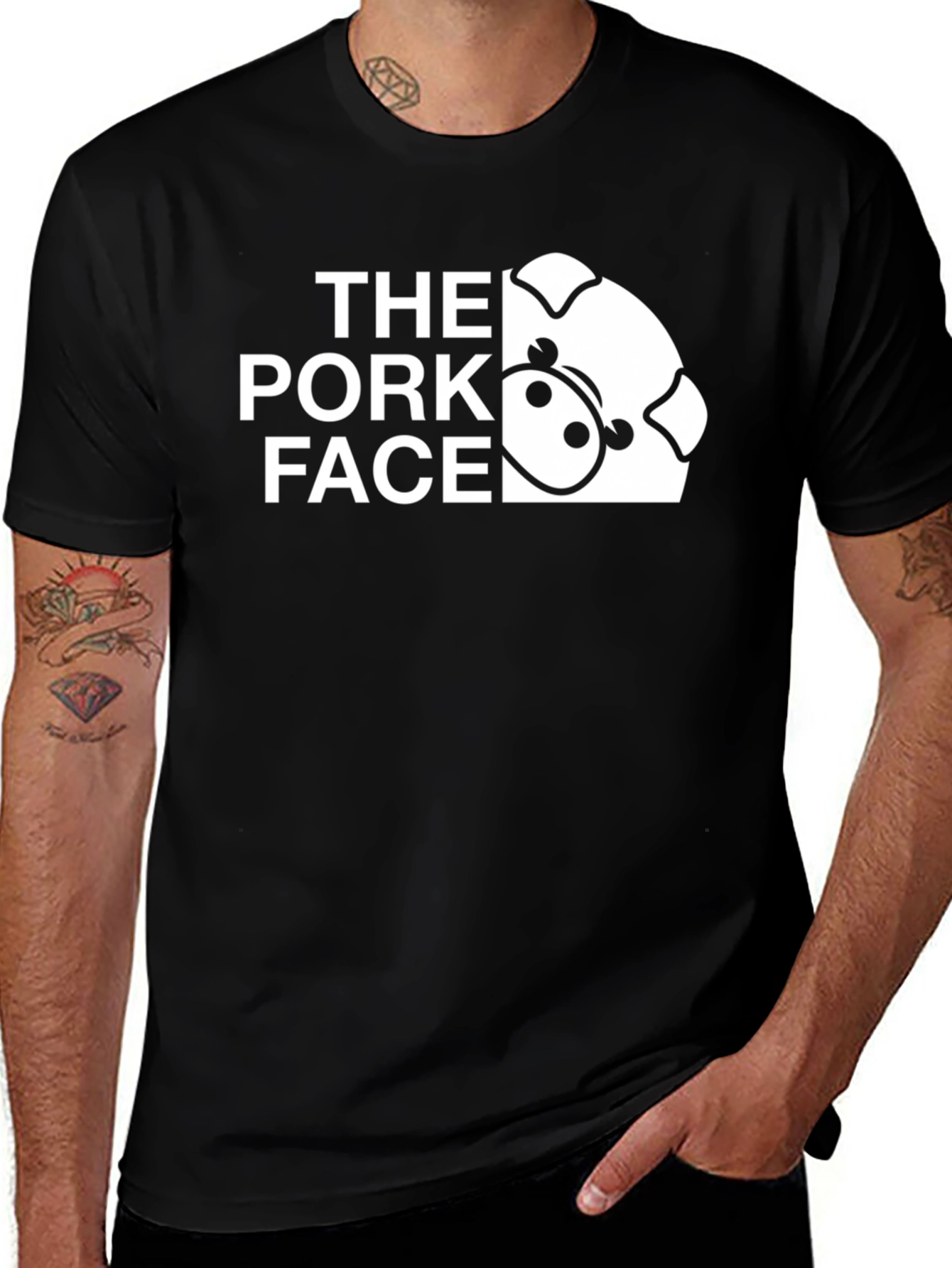 The Pork Face Graphic Tee - Cool Pig Design