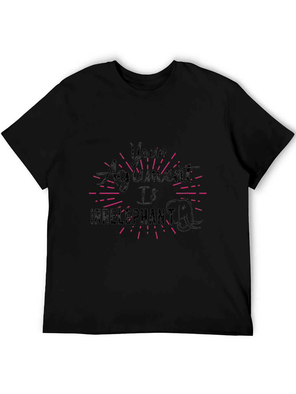 Irrelephant T-Shirt Funny Pun Tee Black Cotton