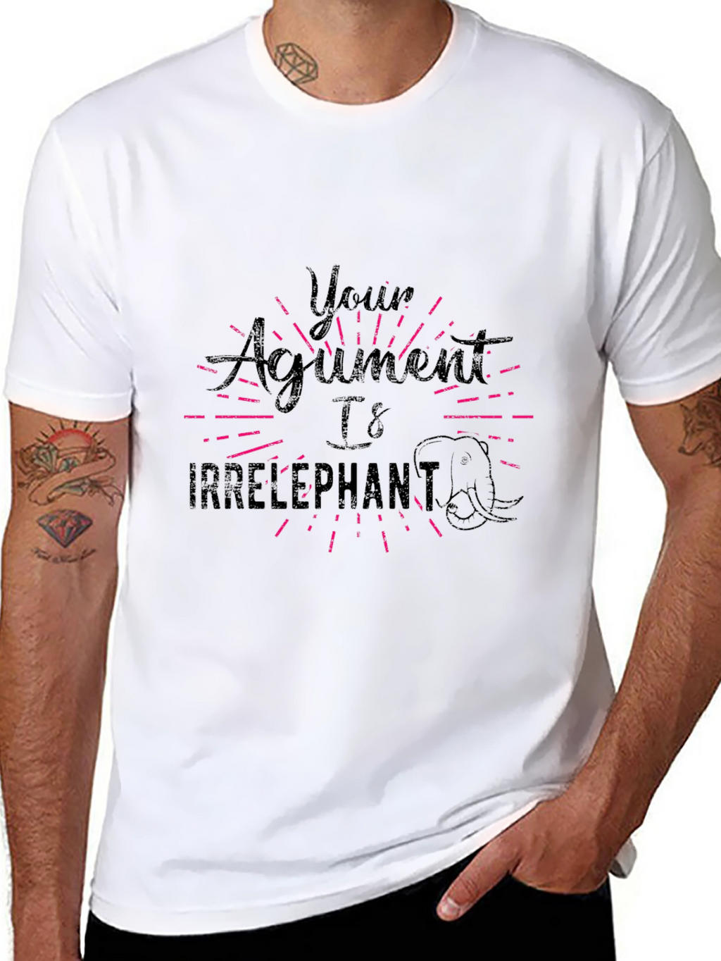 Irrelephant T-Shirt Funny Pun Tee Black Cotton
