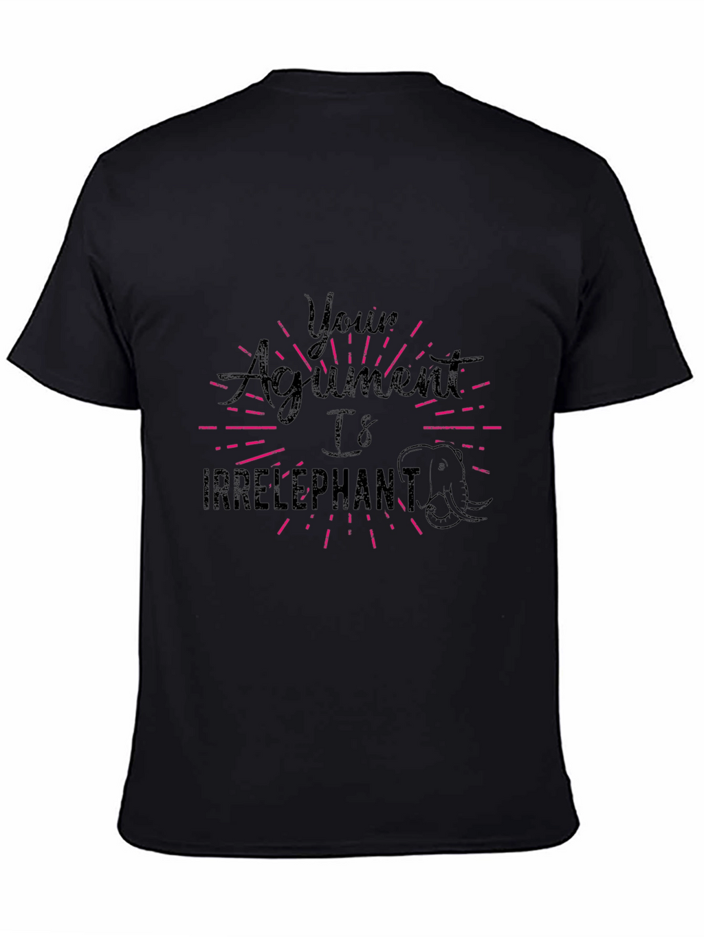 Irrelephant T-Shirt Funny Pun Tee Black Cotton