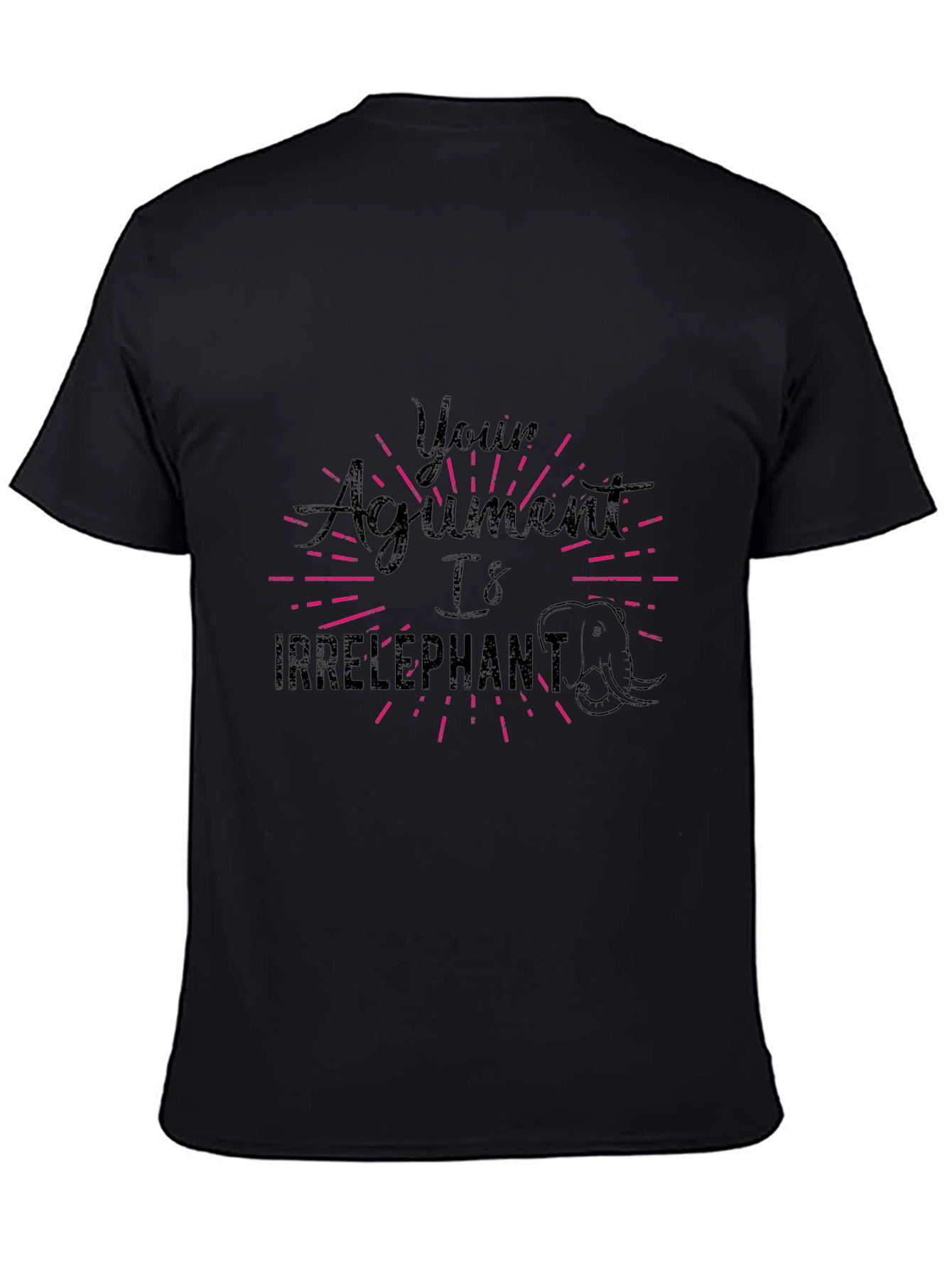 Irrelephant T-Shirt Funny Pun Tee Black Cotton