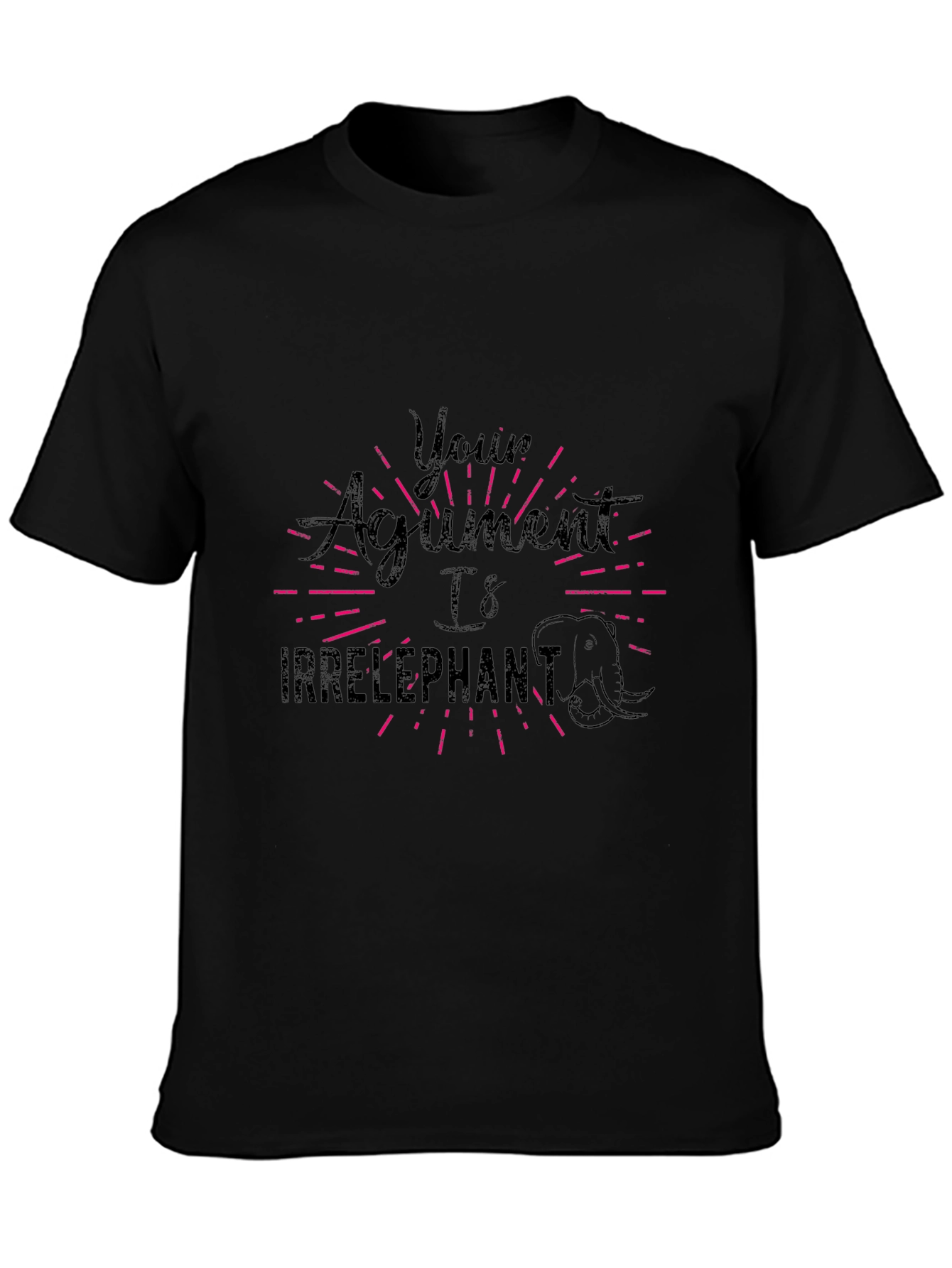 Irrelephant T-Shirt Funny Pun Tee Black Cotton