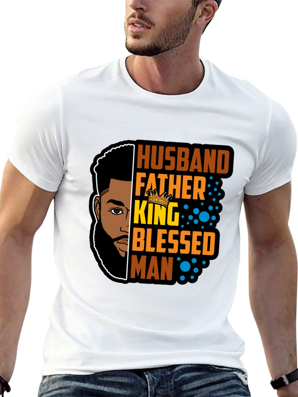Husband Father King Blessed Man Black T-Shirt