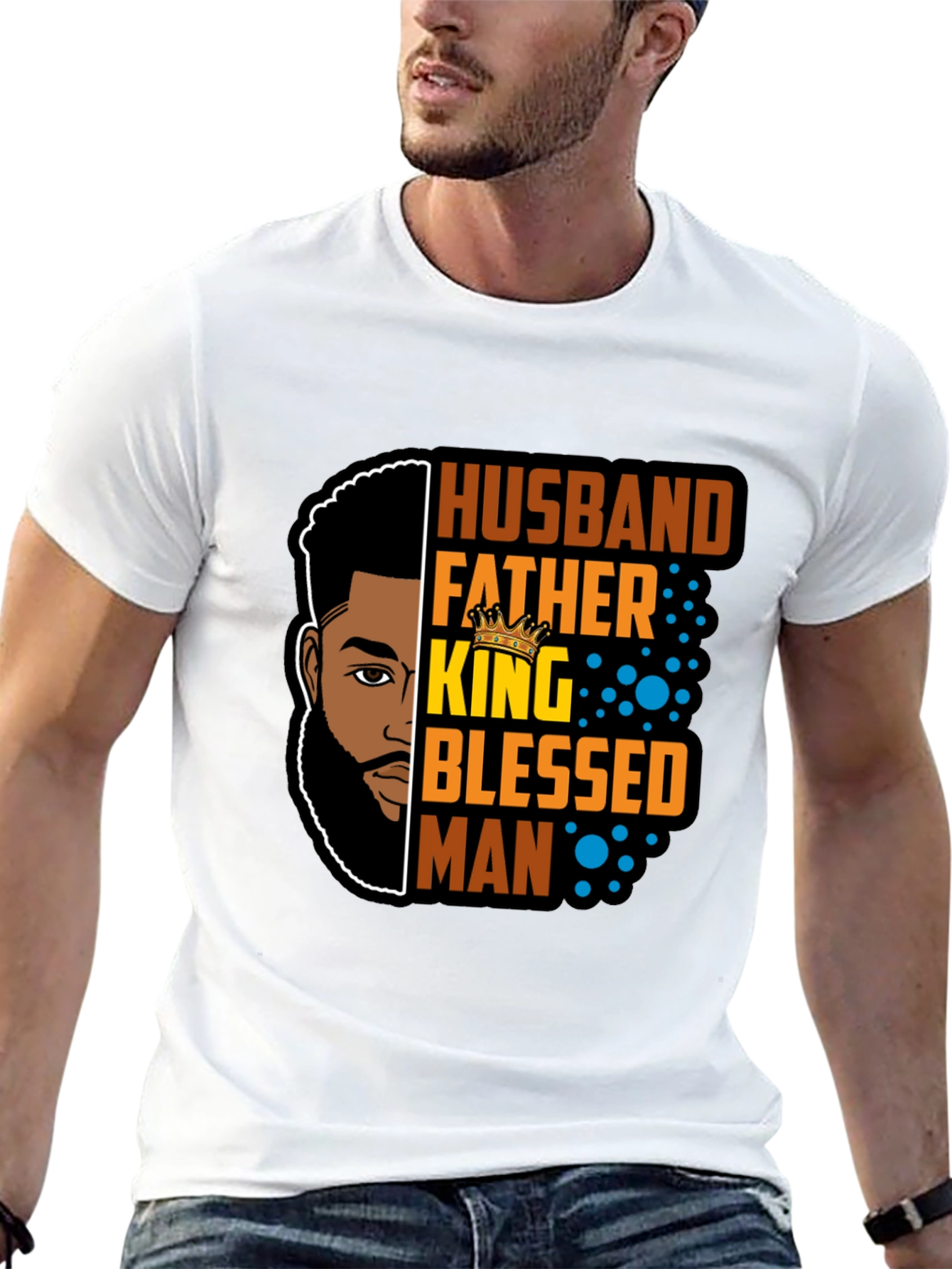 Husband Father King Blessed Man Black T-Shirt